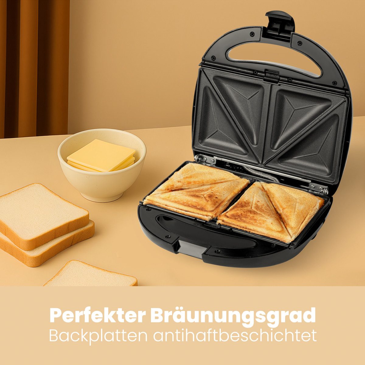 CLATRONIC 2-in-1-Sandwichmaker ST/WA 3670, 3in1 Sandwichtoaster, Waffeleisen und Kontaktgrill