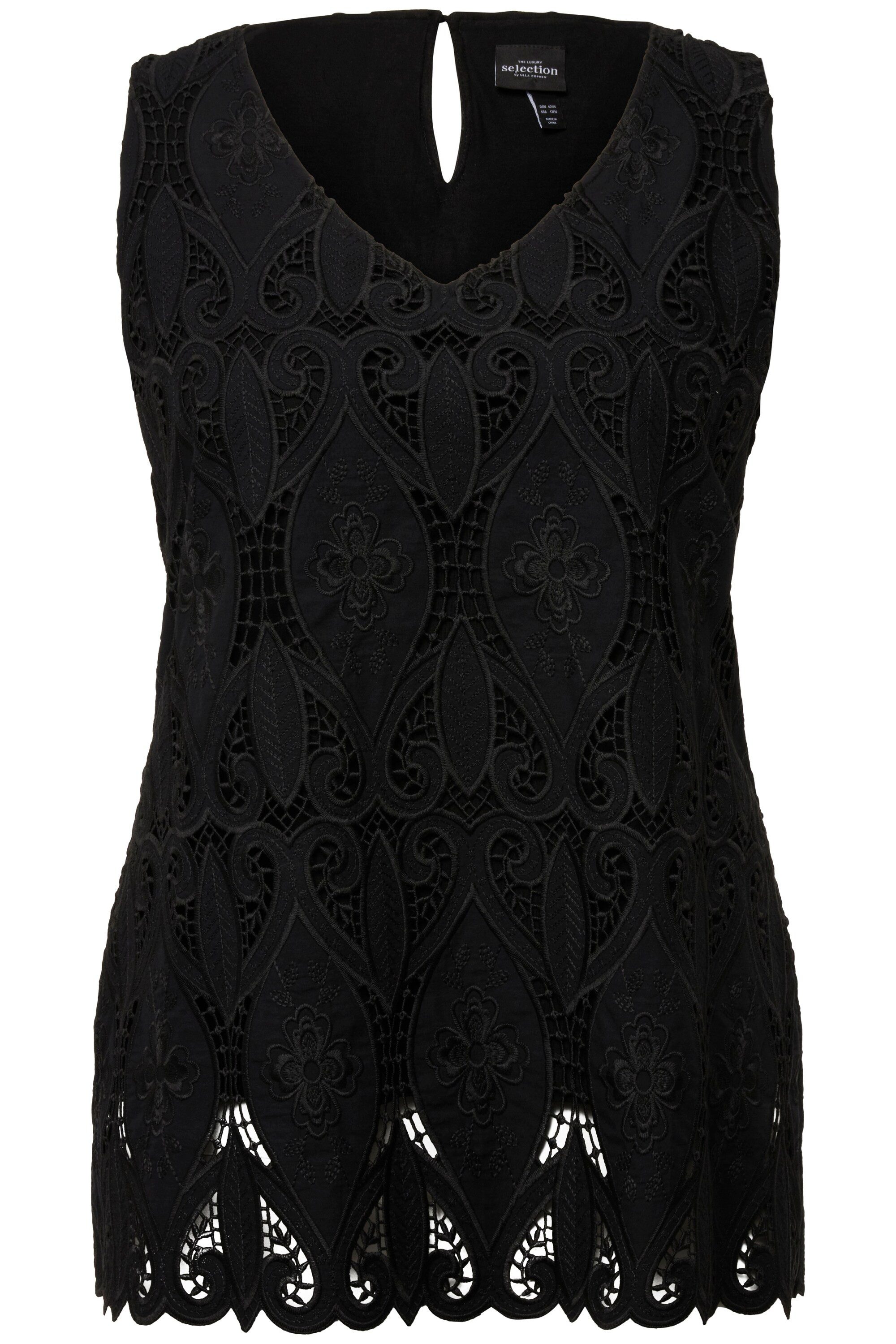 Ulla Popken Spitzenbluse Top Lochspitze A-Linie günstig online kaufen