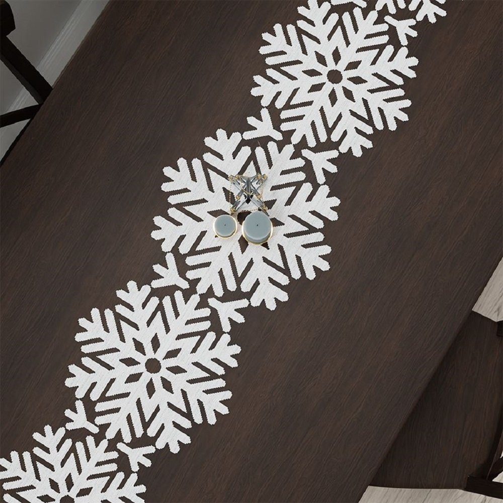 markizeta Tischläufer Tischläufer Weihnachten Schneeflocke Weiß 37x200