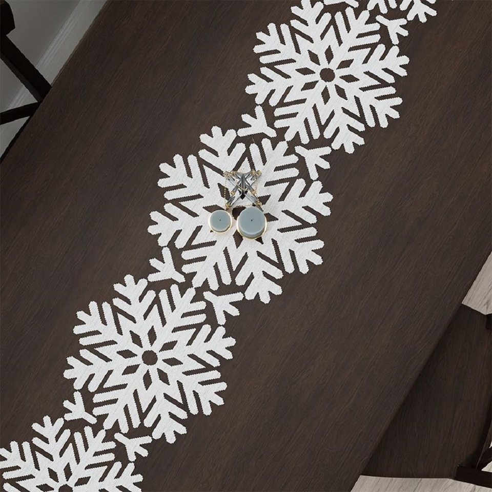 markizeta Tischläufer Tischläufer Weihnachten Schneeflocke Weiß 37x200