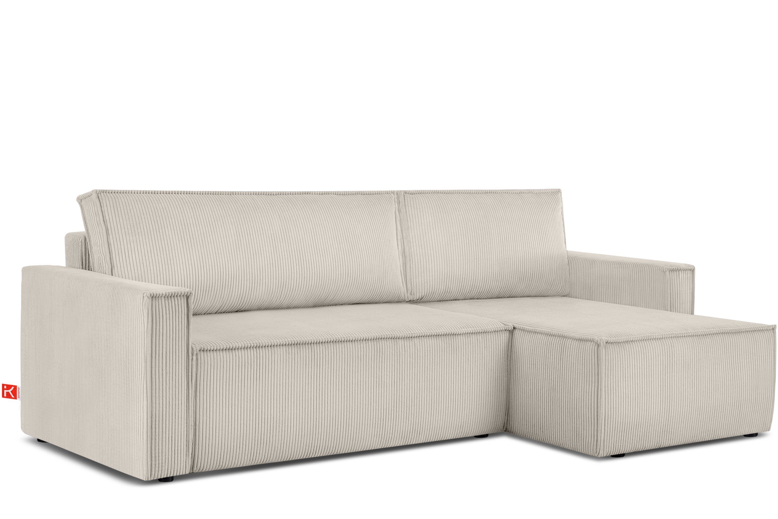 Universal-Ecksofa Pet NAPI links cremefarbig Konsimo Friendly EU, mit Schlaffunktion, oder Ecksofa der Cord-Stoff in rechts, hergestellt in