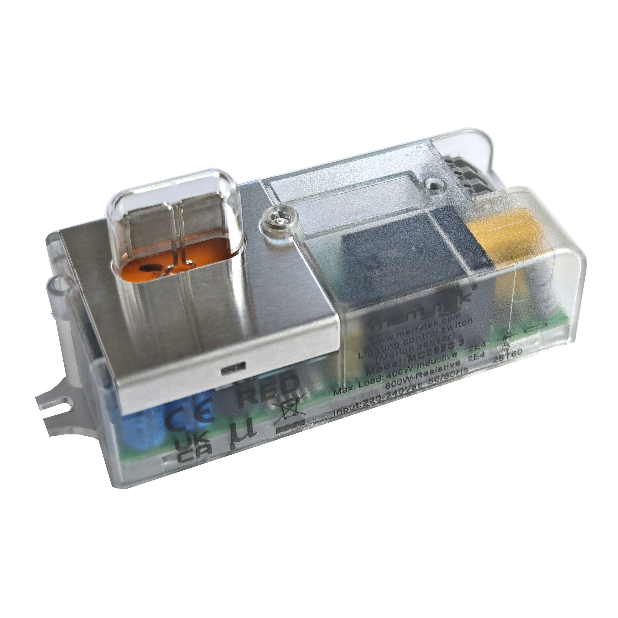 Merrytek Bewegungsmelder MC098S3 Mikrowellen Bewegungssensor Ein/Aus Funktion 220-240V AC Lampe