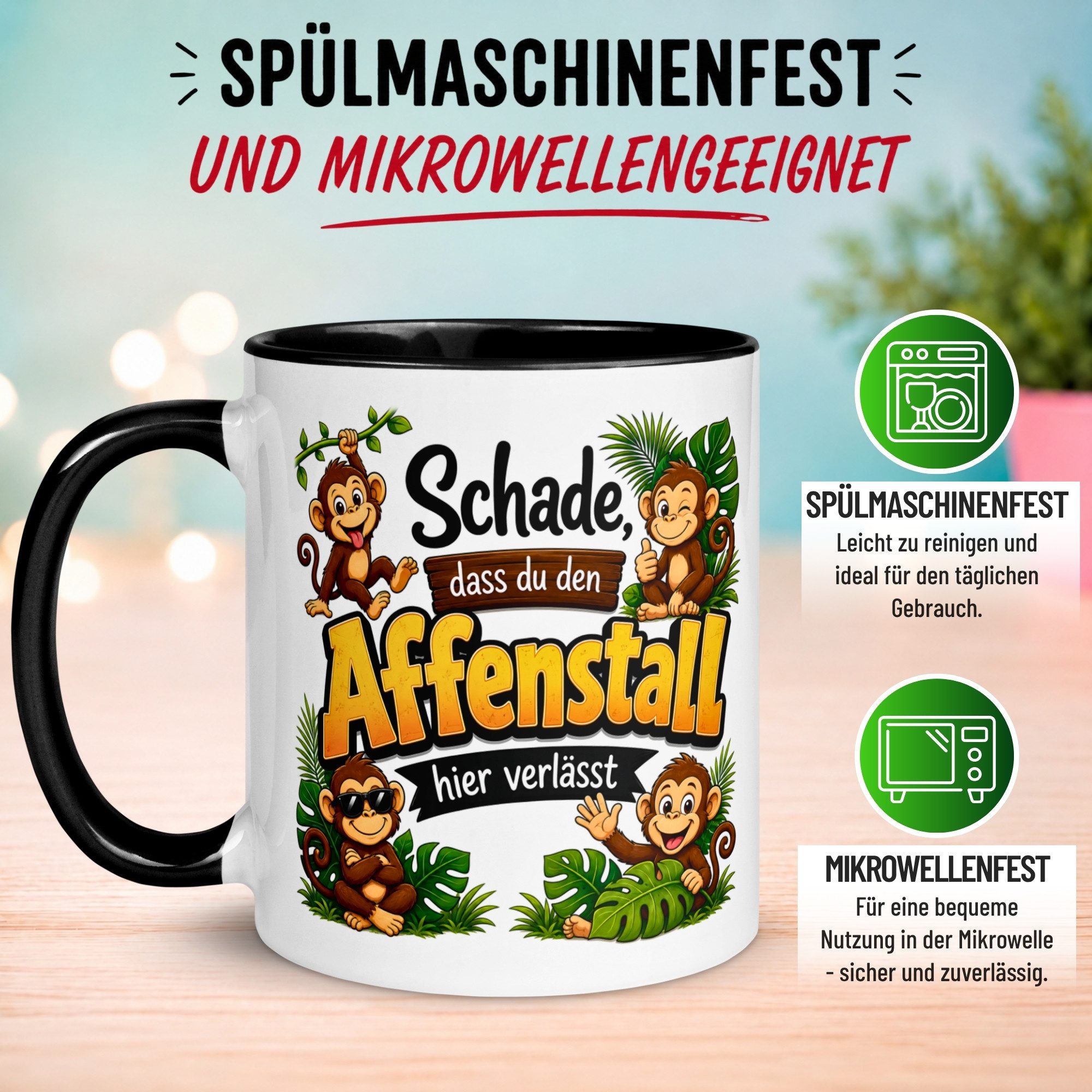 Momentals Tasse Abschied – Schade dass du den Affenstall verlässt – Geschenk Kollegen, Gratis Versand · Links-&Rechtshänder · Spülmaschinenfest – Bild 5 von 5