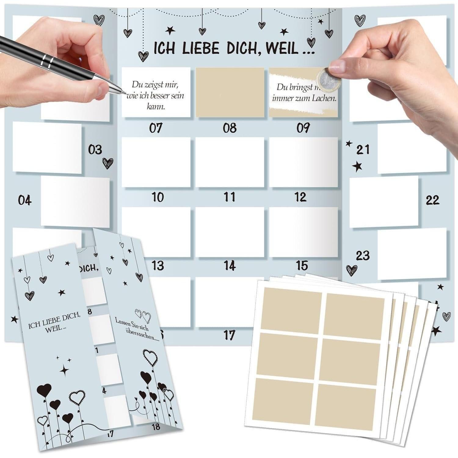 LuxusKollektion DIY-Adventskalender Adventskalender Paar Rubbellos Karte ICH LIEBE DICH, WEIL