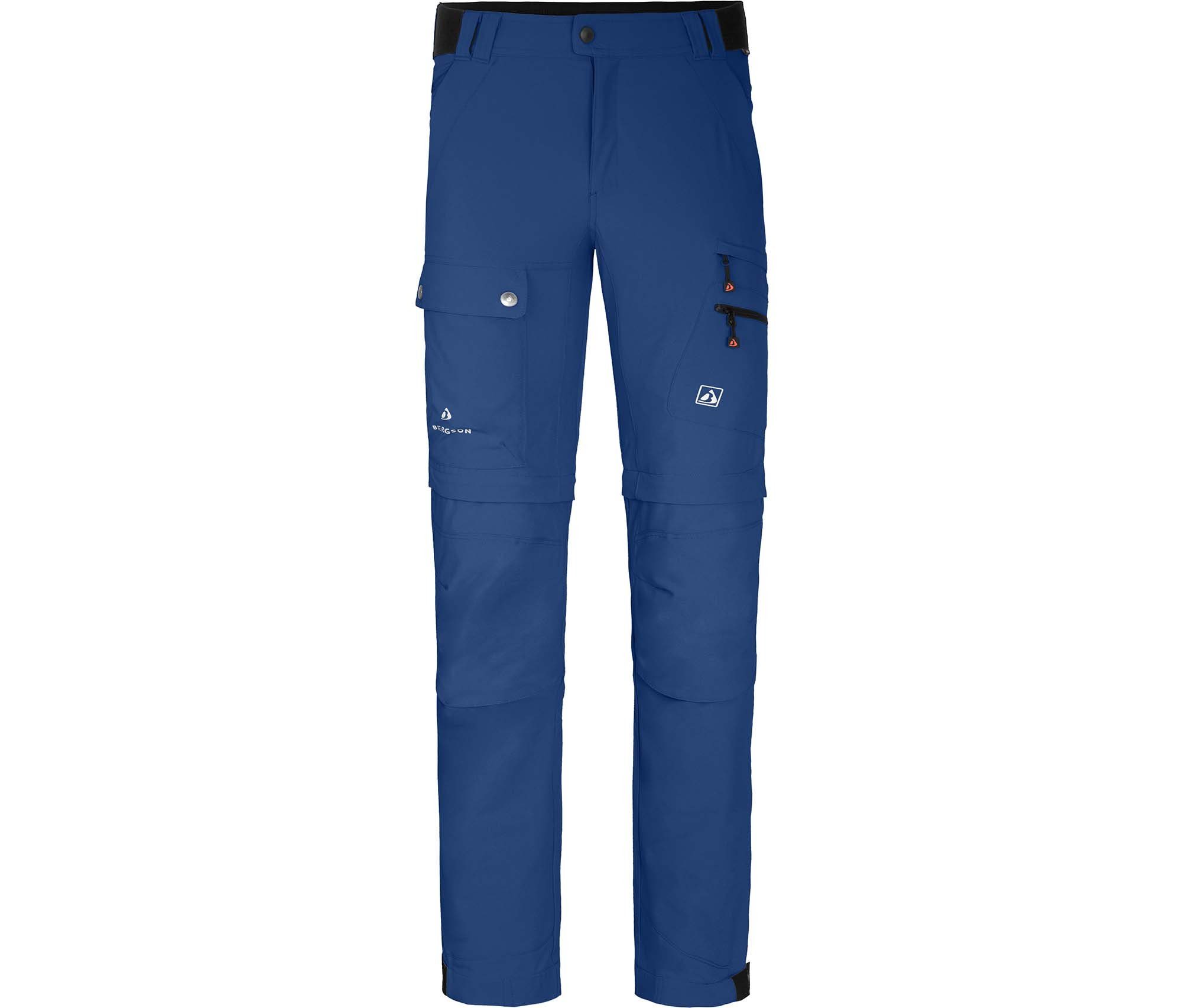 Bergson 7 Wanderhose, elastisch, Bermuda Herren FROSLEV blau Zipp-Off Taschen, Normalgrößen, Zip-off-Hose recycelt,