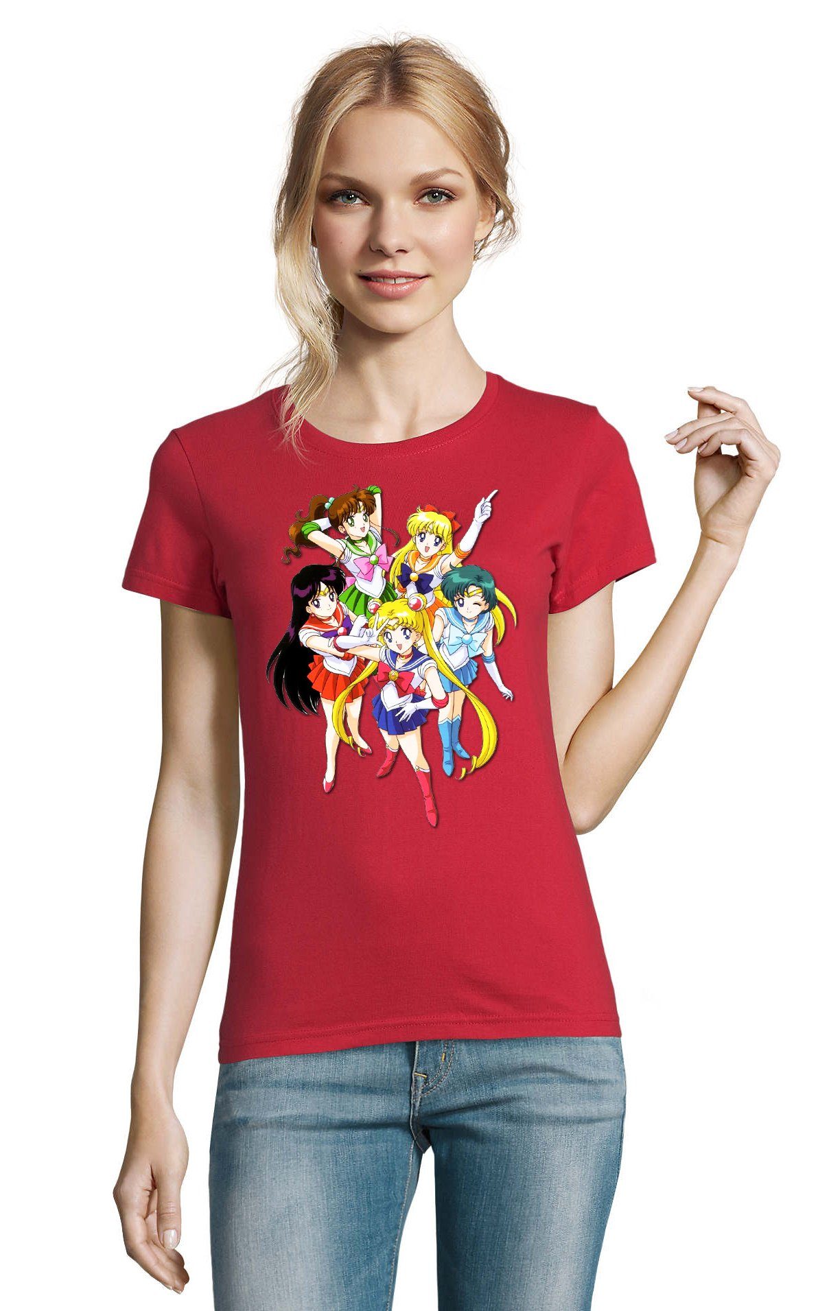 Blondie & Brownie T-Shirt Damen Fun Comic Sailor Moon and Friends Anime Manga Rot