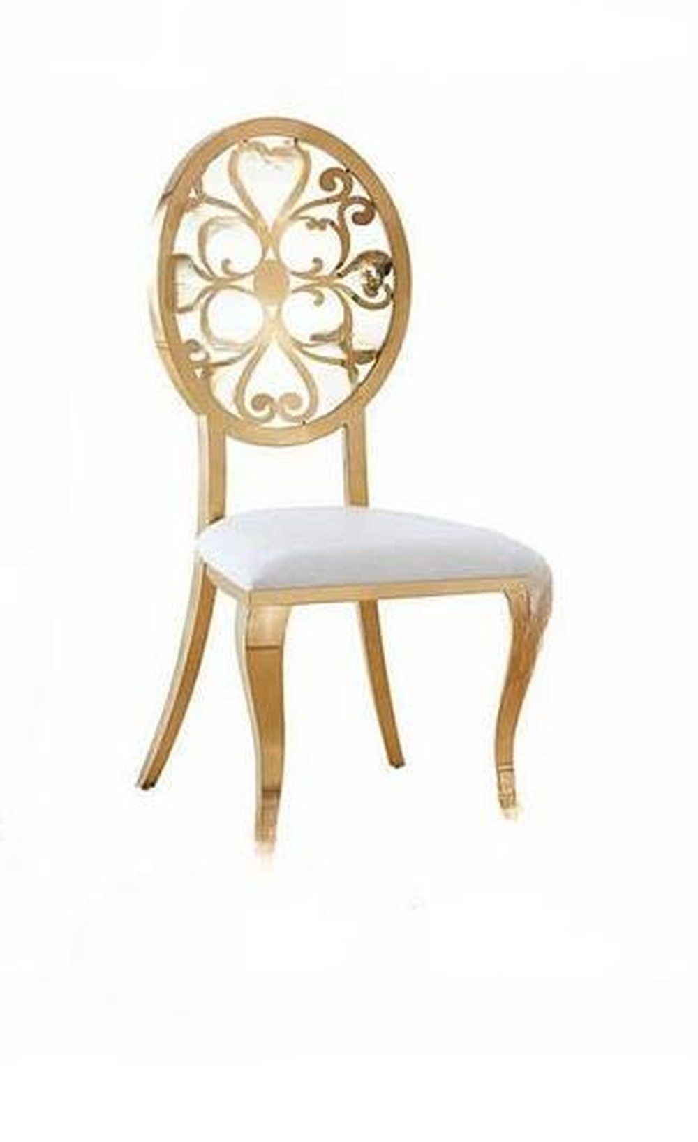 JVmoebel Esszimmerstuhl Weiße Lounge Sessel - Polsterstuhl im Edelstahl-Design für Esszimmer, Made in Europa