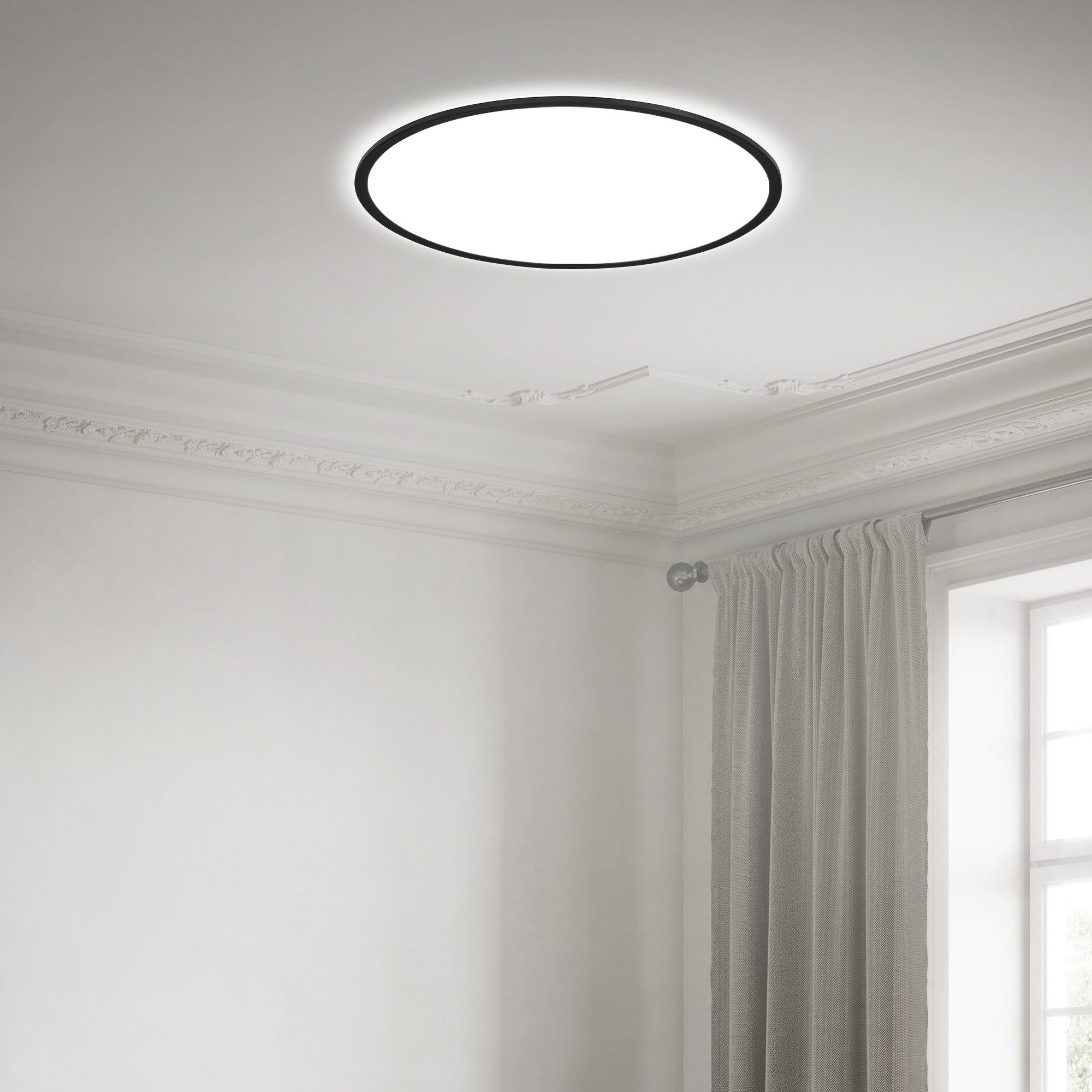 Briloner Leuchten Deckenleuchte LED Deckenlampe Panel Slim Ultraflach Backlight Schwarz/Weiß, Rund, LED fest integriert, 4000K, Verschiedene Größen und Ausführungen, Wohnzimmer, Schlafzimmer, Flur