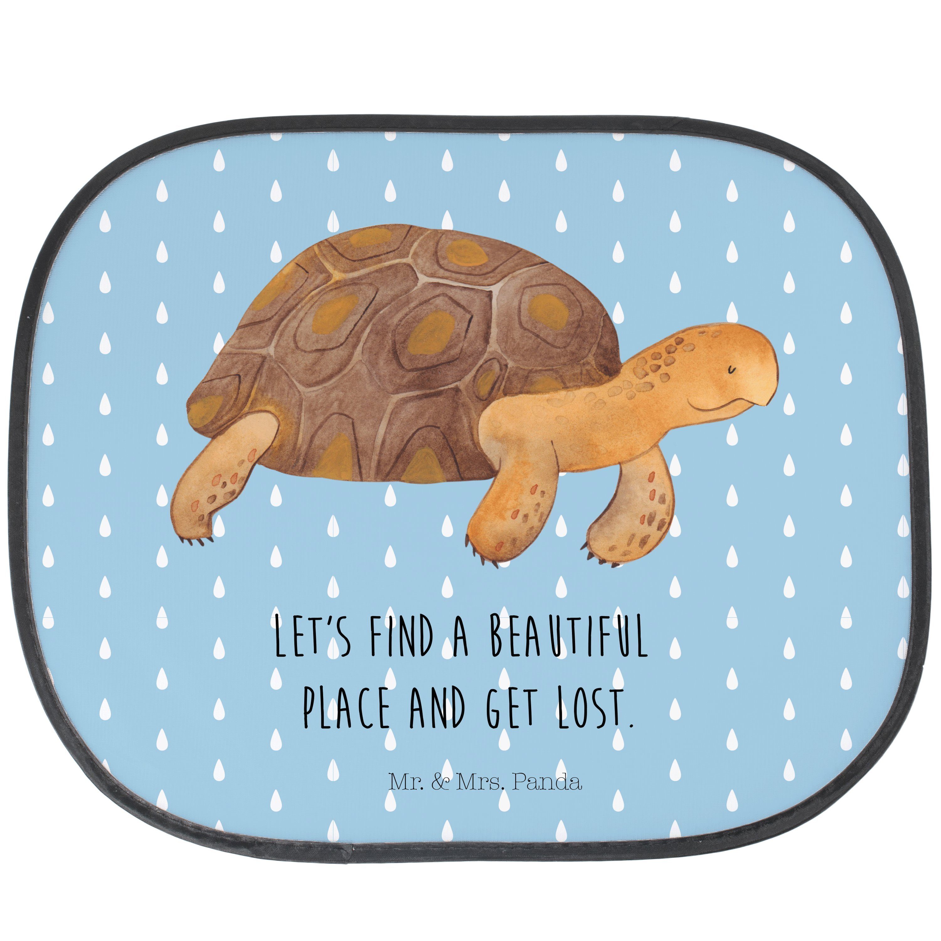 Sonnenschutz Schildkröte marschiert - Blau Pastell - Geschenk, Sonne, Auto Sonnens, Mr. & Mrs. Panda, Seidenmatt