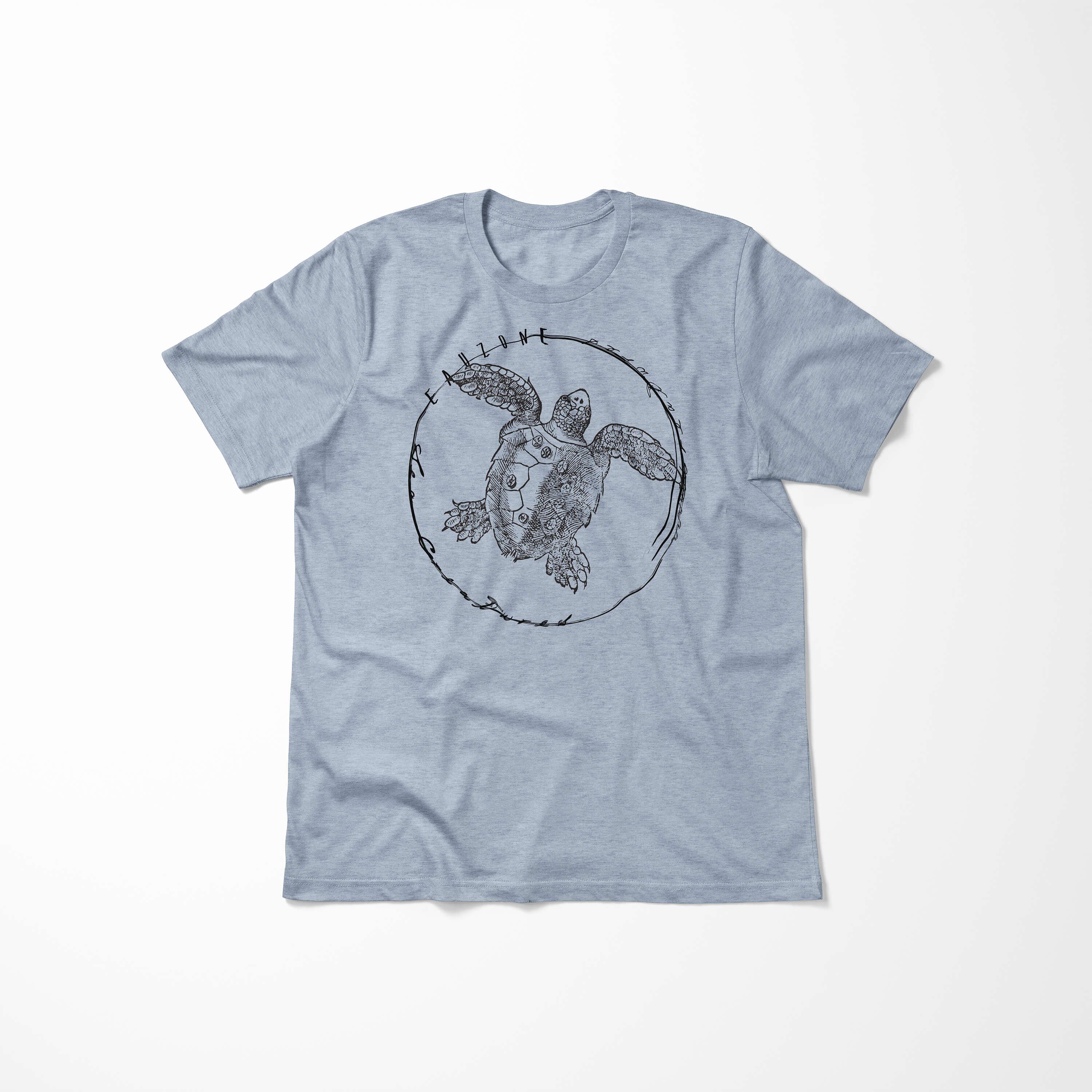 T-Shirt sportlicher Sinus Sea Fische 099 T-Shirt Stonewash Art Schnitt Struktur Tiefsee / Denim Serie: Sea - feine Creatures, und