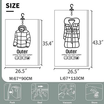 HYTIREBY Aufbewahrungstasche Hängende Vakuumbeutel für Kleidung mit Handpumpe, Mantel-Vakuum-Aufbewahrungstasche zum Aufhängen( 4 Stück)