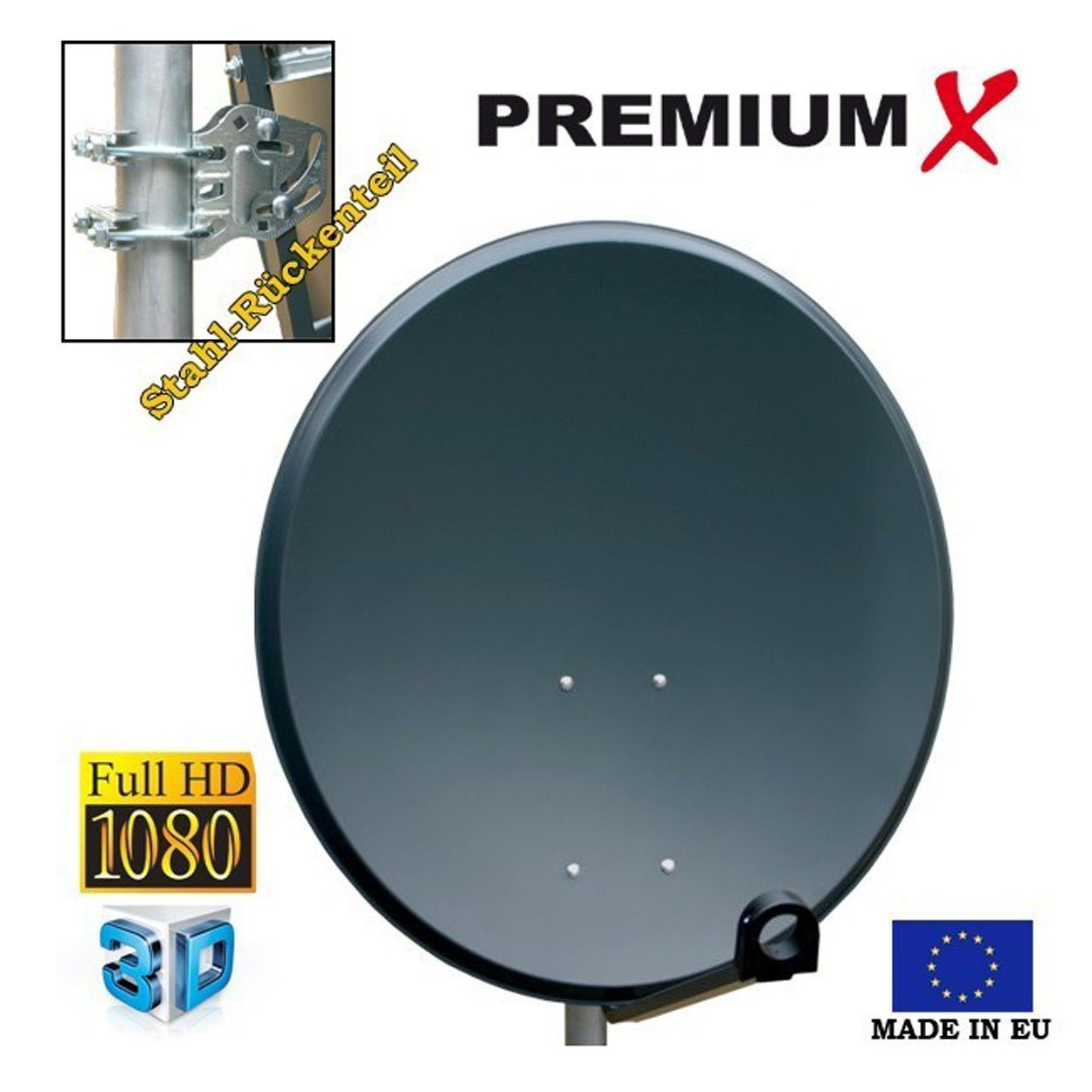 PremiumX Camping SAT Anlage 45cm Antenne Single LNB Stativ Kabel F-Stecker SAT-Antenne