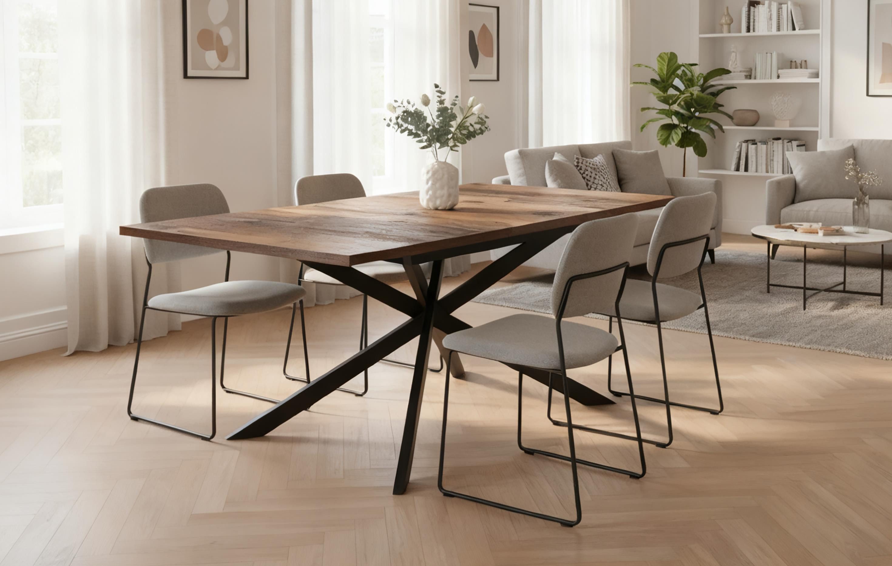 B&D home Esstisch LARS, Metallgestell schwarz oder weiß, ausziehbar 120-160 günstig online kaufen