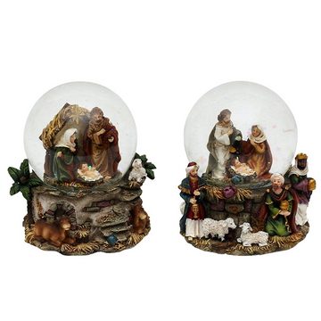 SIGRO Weihnachtsfigur Schneekugel, 2-fach sortiert, 1 Stück (Stück, 1 St., 1 Schneekugel mit Motiv "Heilige Familie)