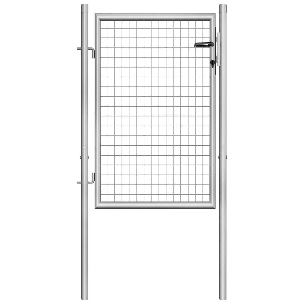 Gartentor 100 x 100 cm Gartentor Verzinkter Stahl 105x150 cm Silbern Schlüssel Z