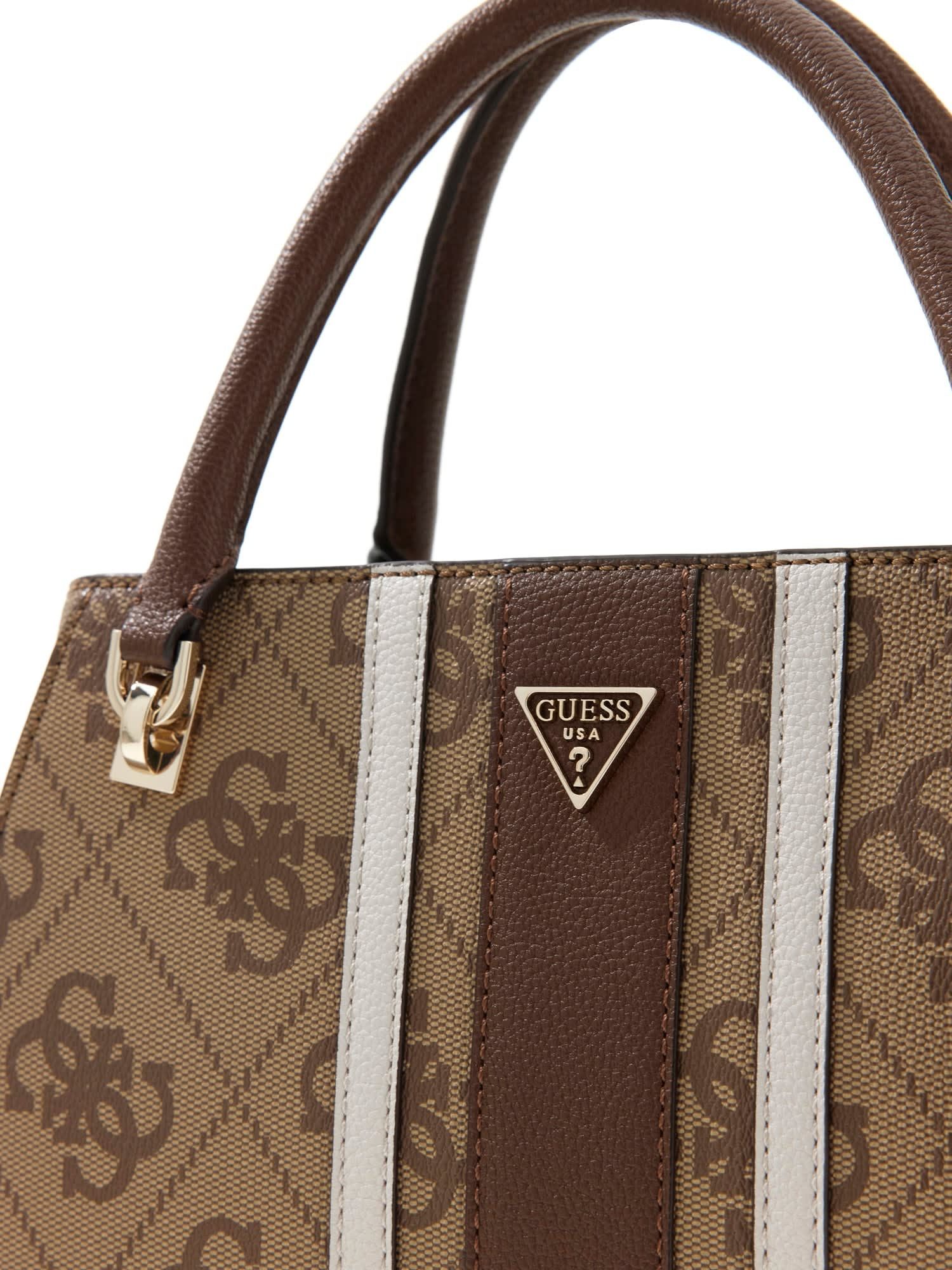 Guess Umhängetasche NOELLE II LUXURY SATCHEL (Set, Abnehmbarer Schlüsselanhänger), Damen Schultertasche, Handtasche mit Logo-Element und Logodrucken – Bild 4 von 5