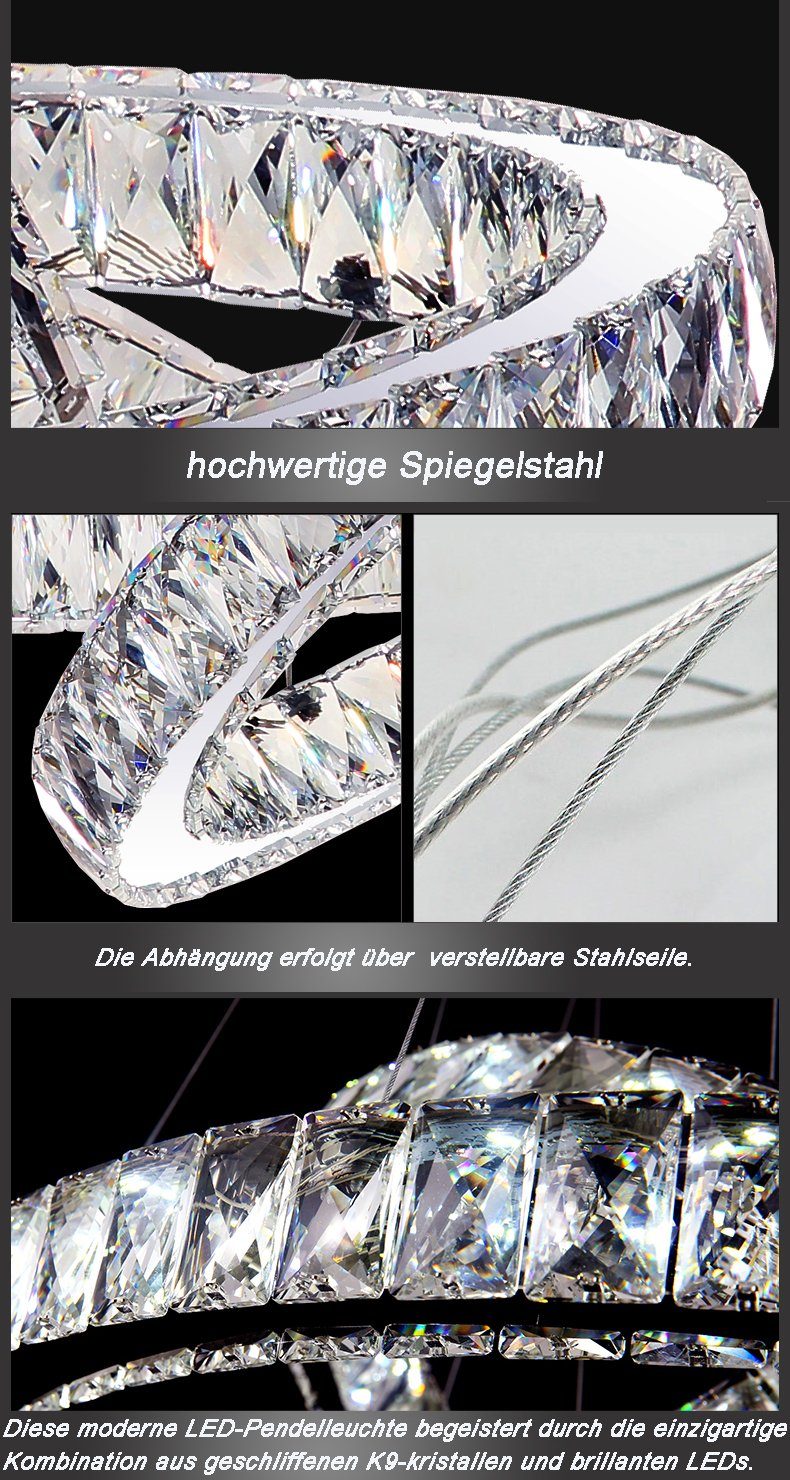 Euroton LED Deckenleuchte LED Kristalleuchten klare schöne Deckenleuchten mit Fernbedienung, LED fest integriert, Einstellbar, Sehr hochwertig und Schick – Bild 4 von 4