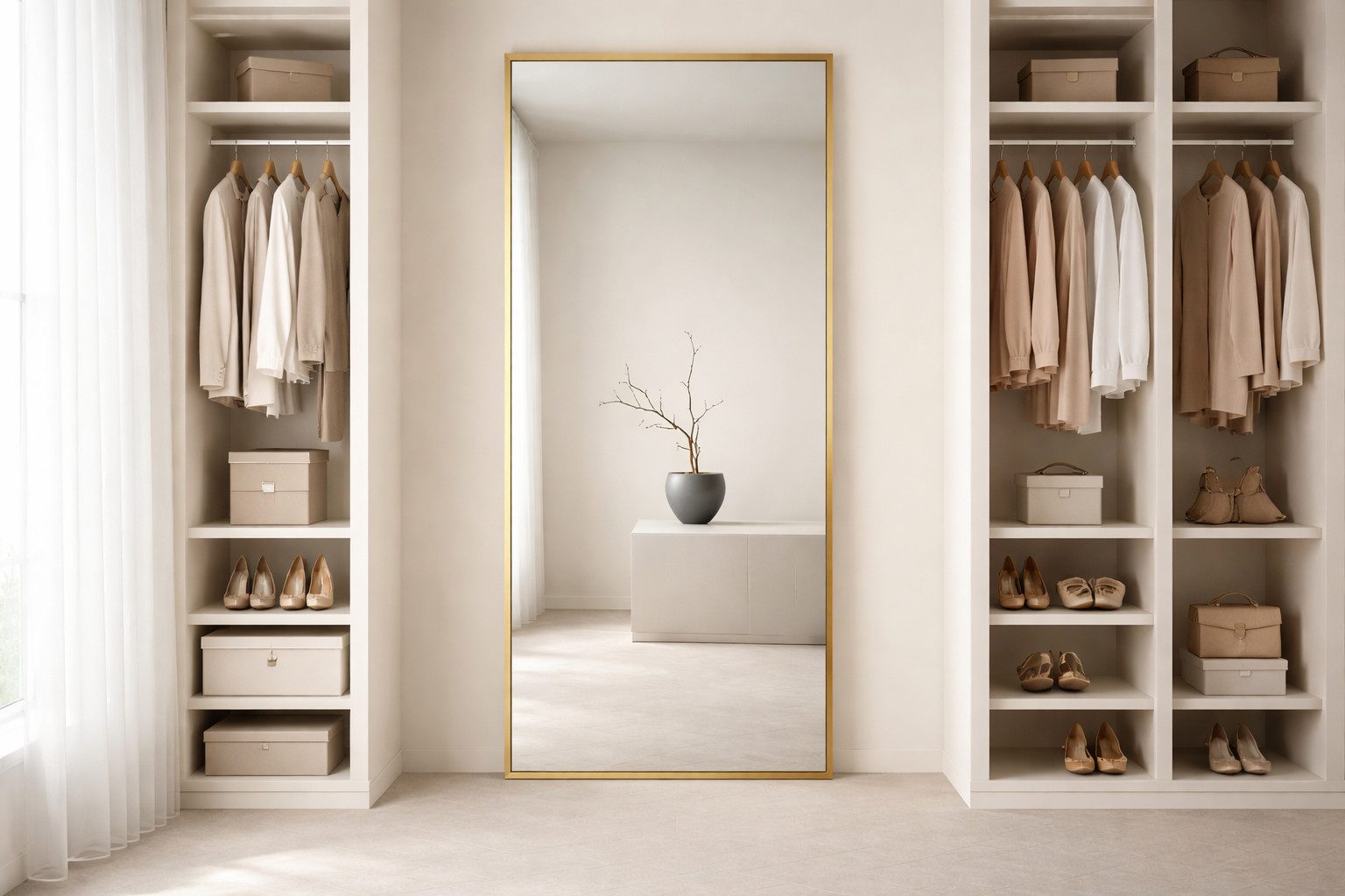 BOURGH Ganzkörperspiegel AVILA großer Standspiegel 193 x 66cm - Ganzkörperspiegel gold, mit goldenem Rahmen in modernem Design
