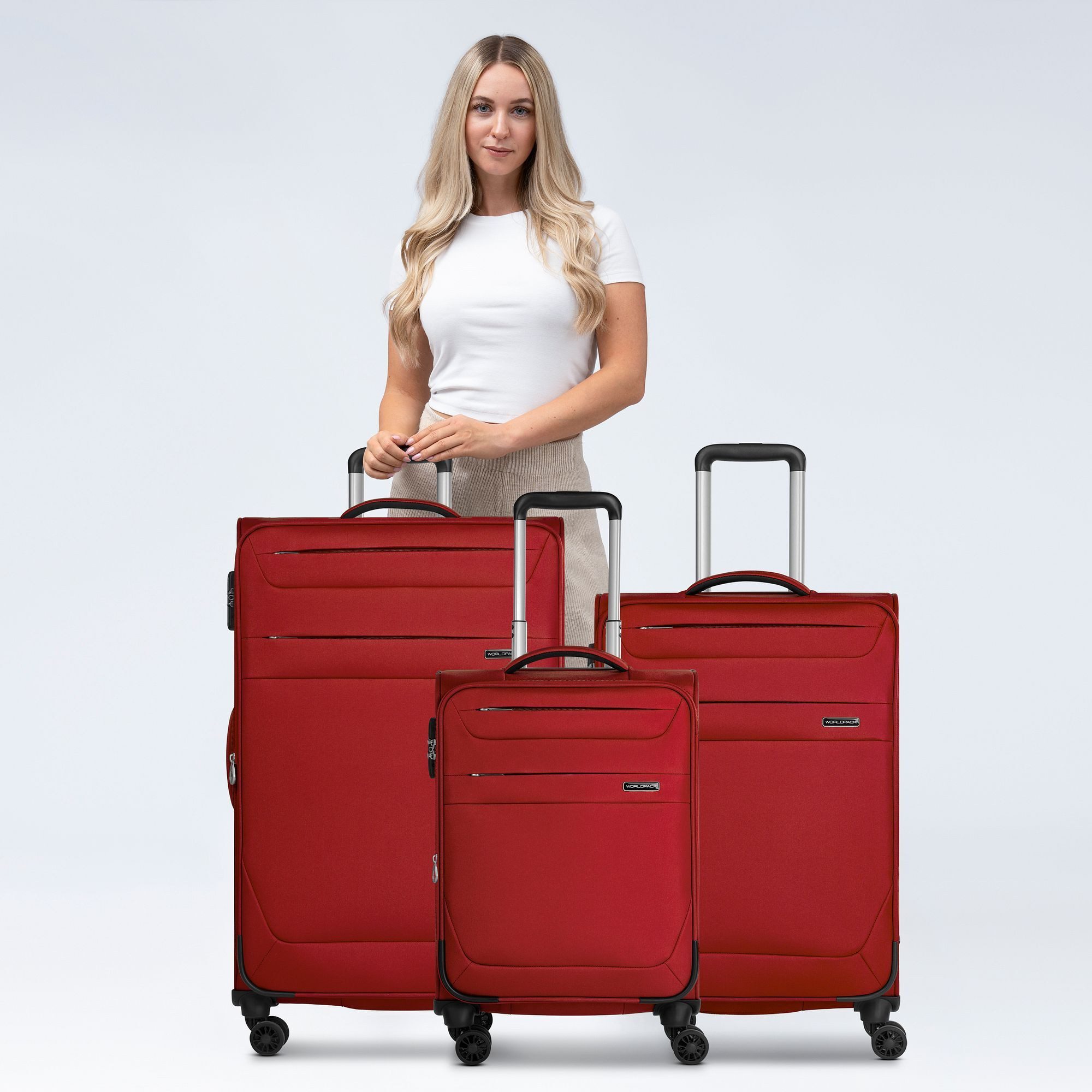 WORLDPACK Trolleyset Chicago, 4 Rollen, (3-teilig, 3 tlg), Polyester