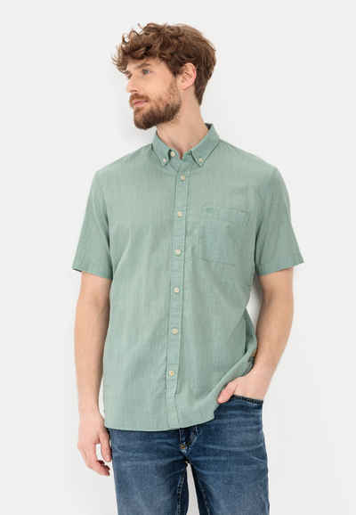 camel active Kurzarmhemd mit feinem Streifenmuster Button-Down