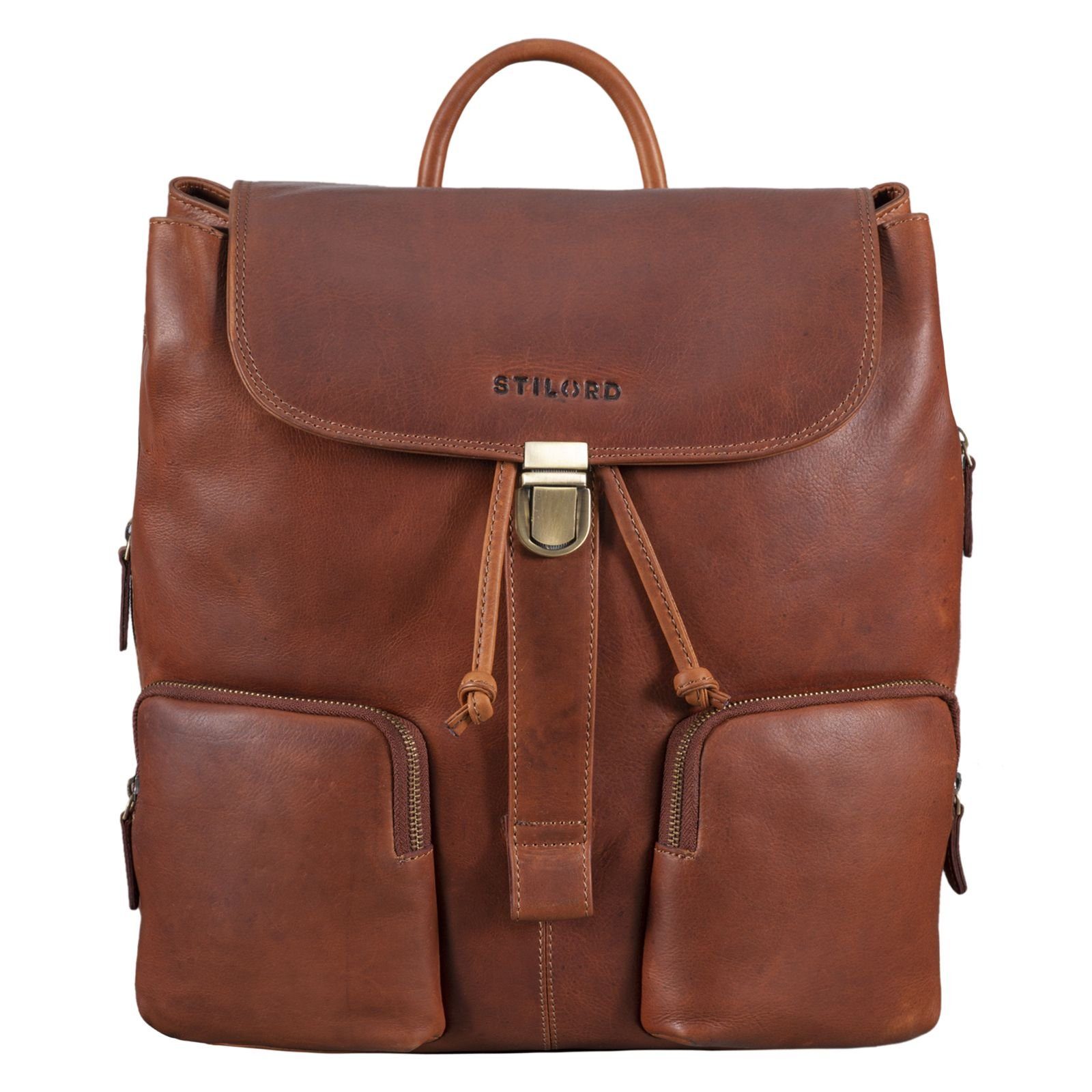 - Damen Notebook-Rucksack Leder “Sidney” porto STILORD Businessrucksack cognac