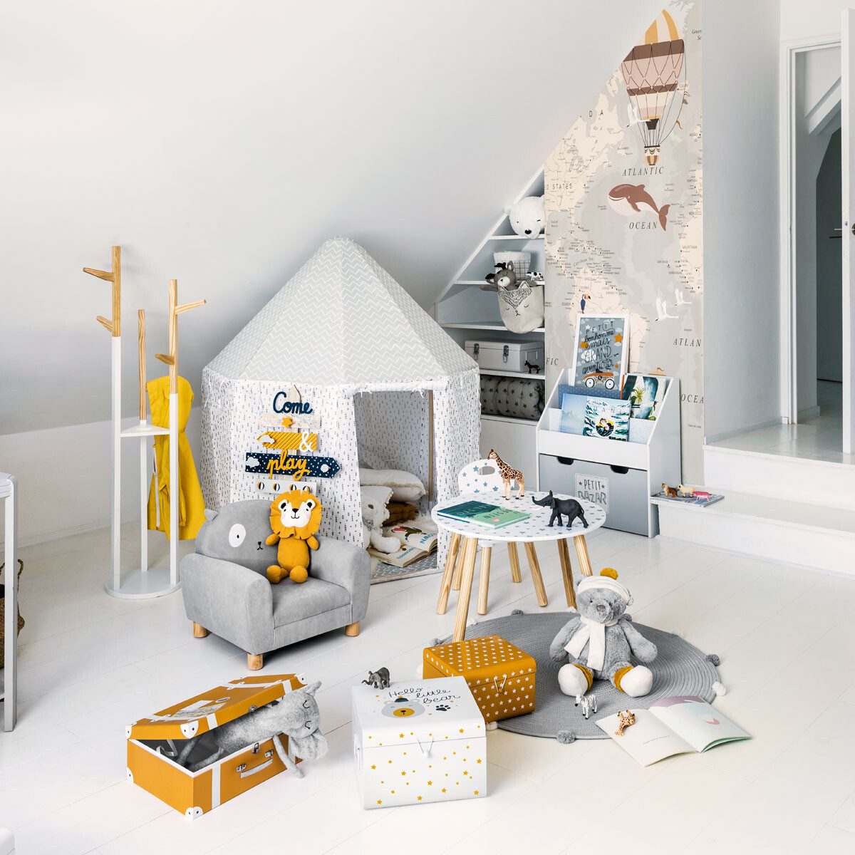 Atmosphera Créateur d'intérieur Kindersessel Sessel mit Rückenlehne KATZE, grau