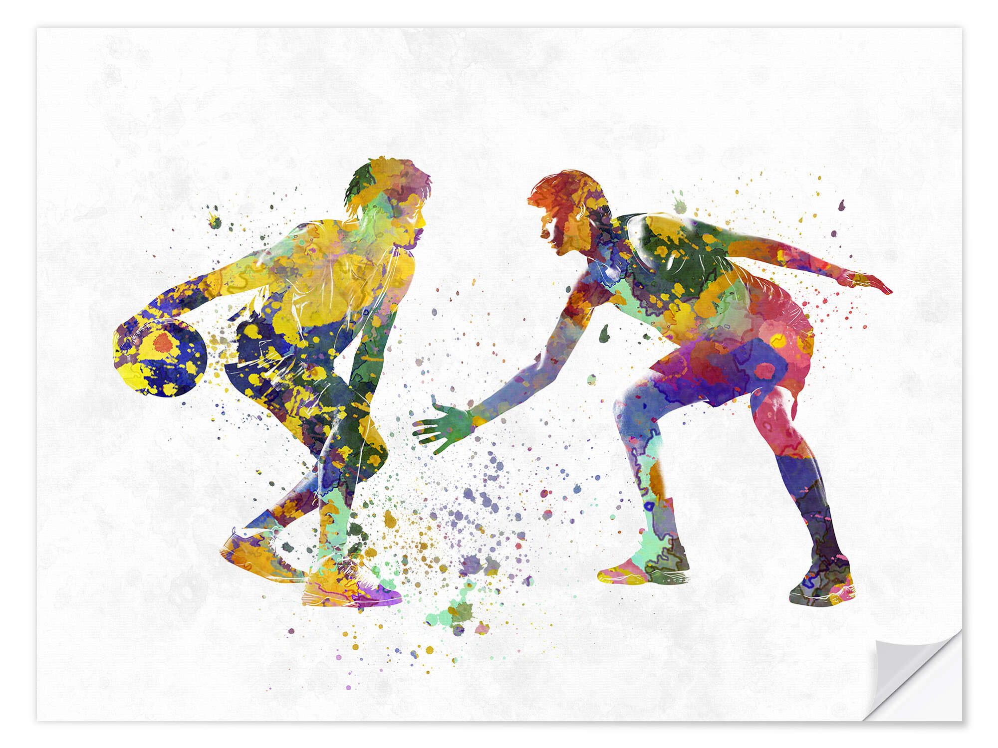 Posterlounge Wandfolie nobelart, Zwei Basketballspieler I, Fitnessraum Illustration
