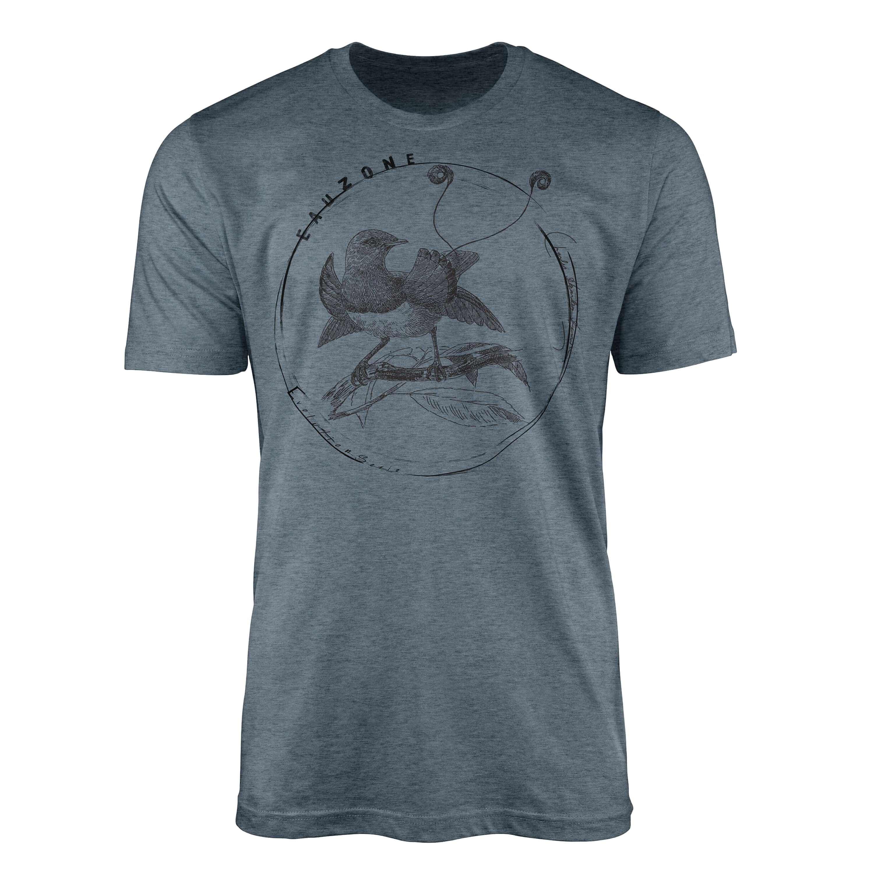 Sinus Art T-Shirt Evolution Herren T-Shirt Paradiesvogel Indigo | T-Shirts