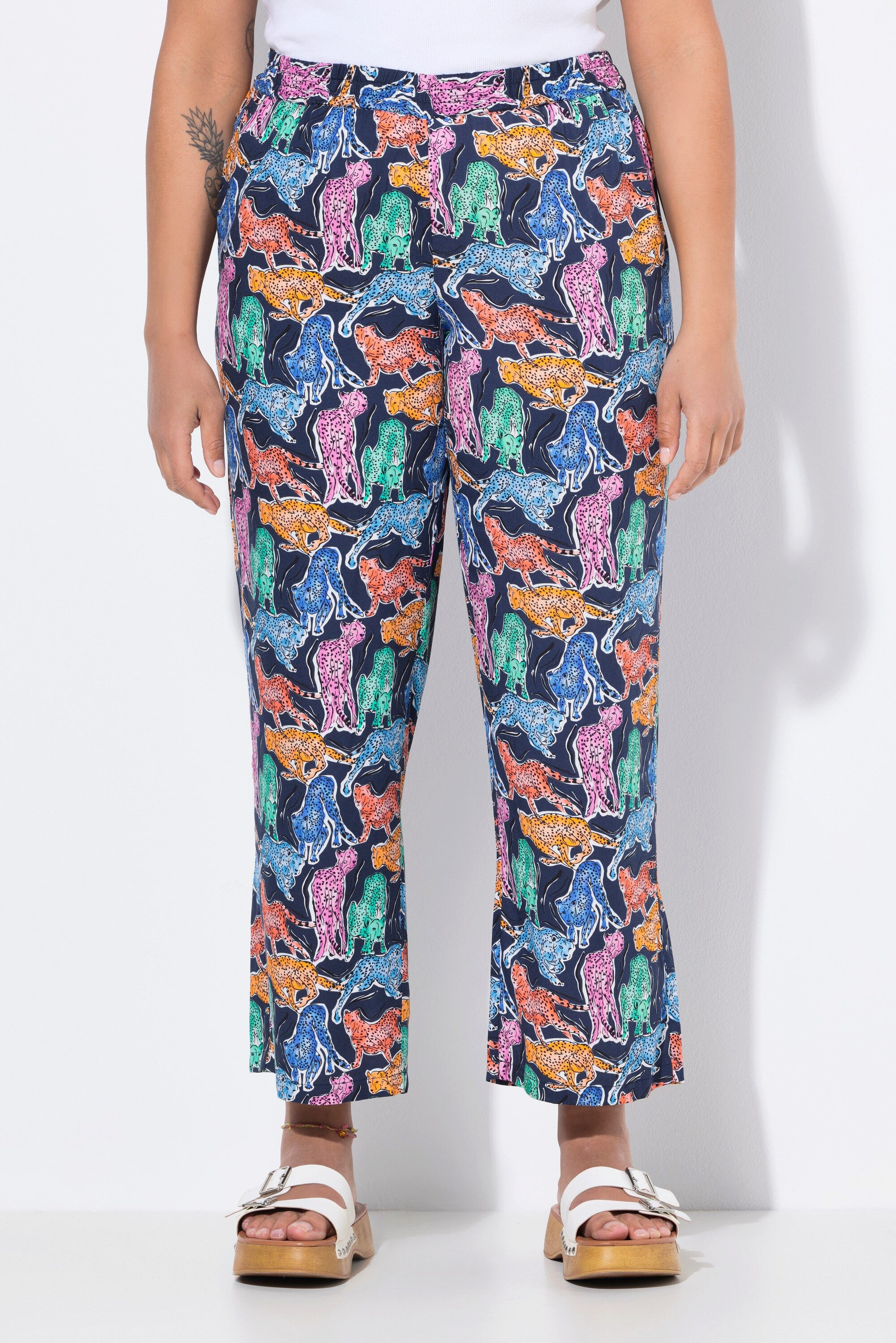 Schlupfhose Hose weites gerades Bein Tiger-Muster