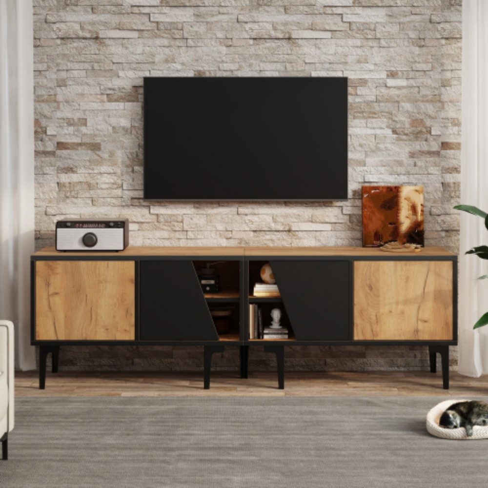 XDeer TV-Schrank TV-Schrank für das Wohnzimmer mit 4 Fächern,lowboards Wohnzimmerschrank im minimalistischen Design,für 65-Zoll-Fernseher