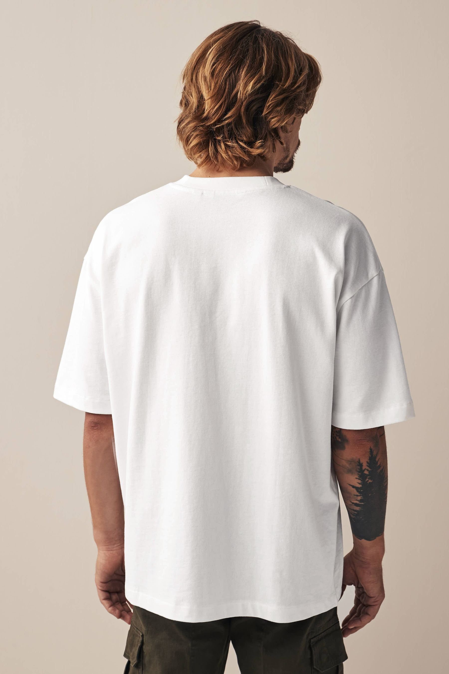 Next T-Shirt Oversized schwerem aus T-Shirt Stoff Fit (1-tlg) White