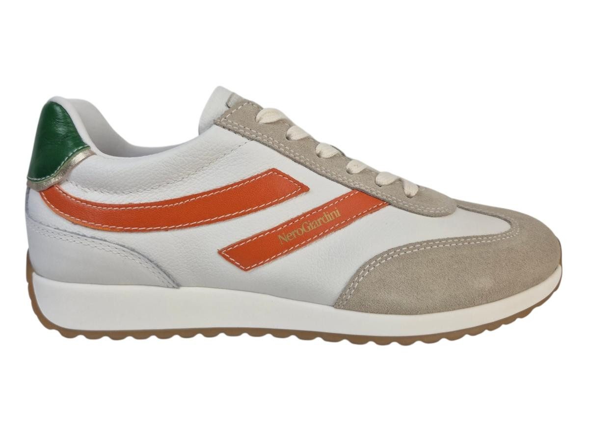 weiss grau orange grün Schnürschuh
