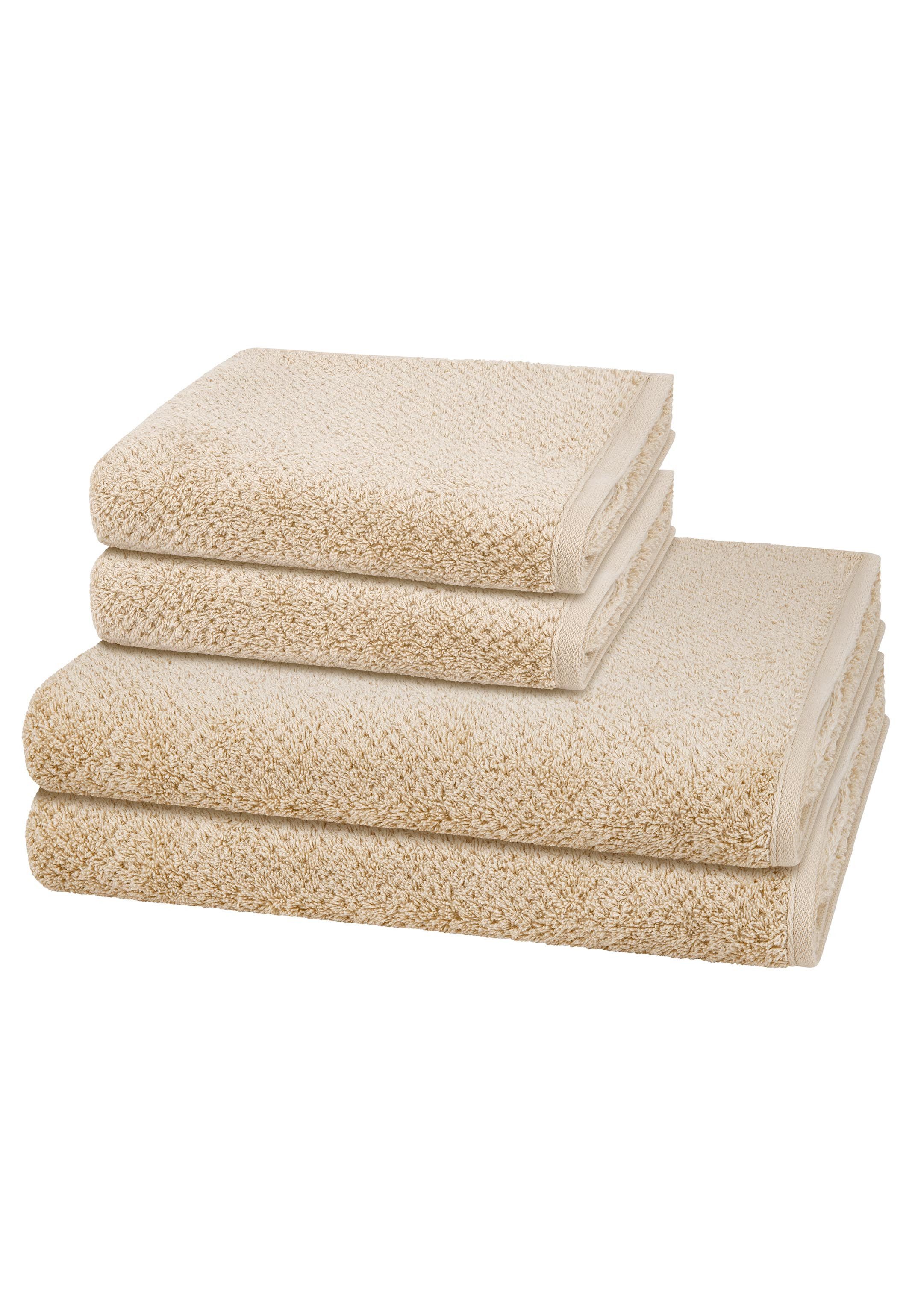 Cawö Handtuch Set Pure, Walkfrottee (Spar-Set, 4-St), 2 X Handtuch 2 X Duschtuch im Set - Baumwolle - Saugstark