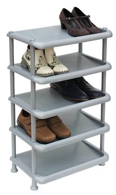 DanDiBo Schuhregal Schuhregal Kunststoff 93901 Stapelbar Schuhablage Offen Schuhständer mit 5 Ebenen Grau Schuhschrank