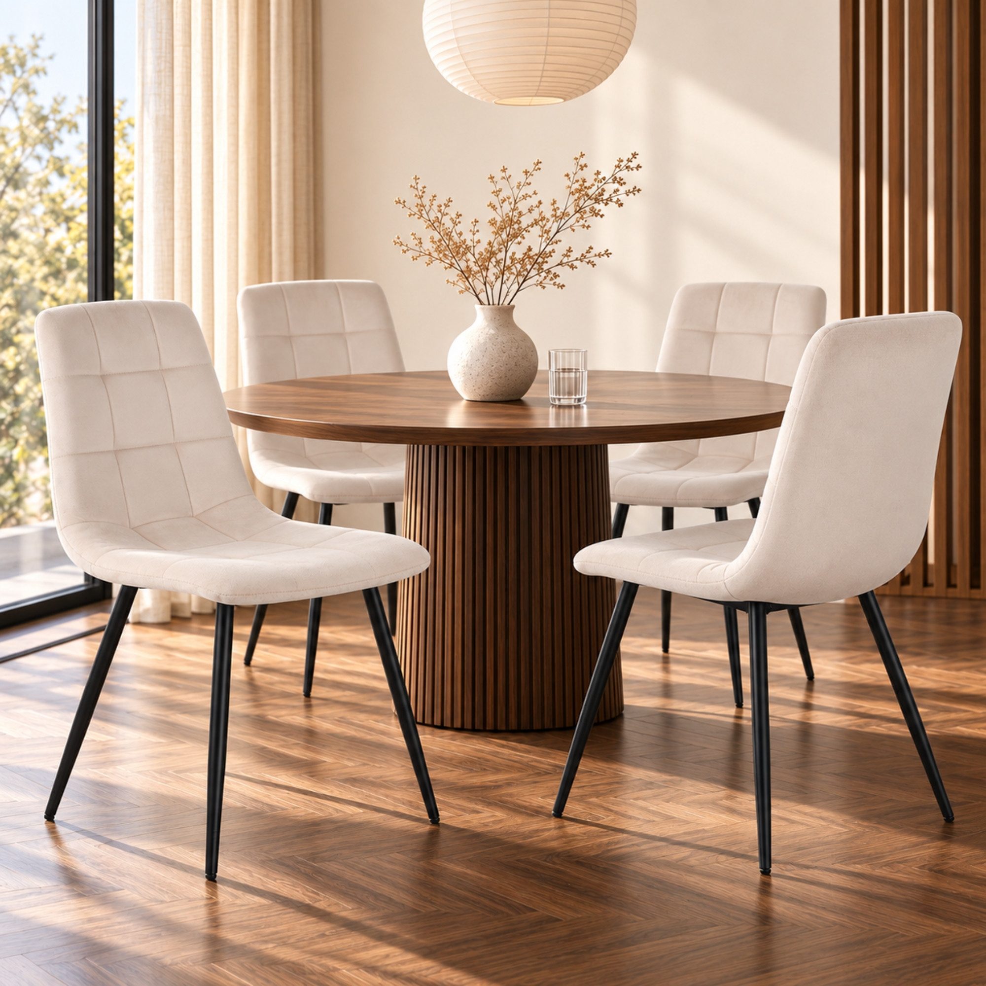 Albatros International Esszimmerstuhl Esszimmer Stühle 4 er Set BORA, Stuhl Stühle Esszimmerstühle, Küche (4er Set, Beige, Samt Bezug), …