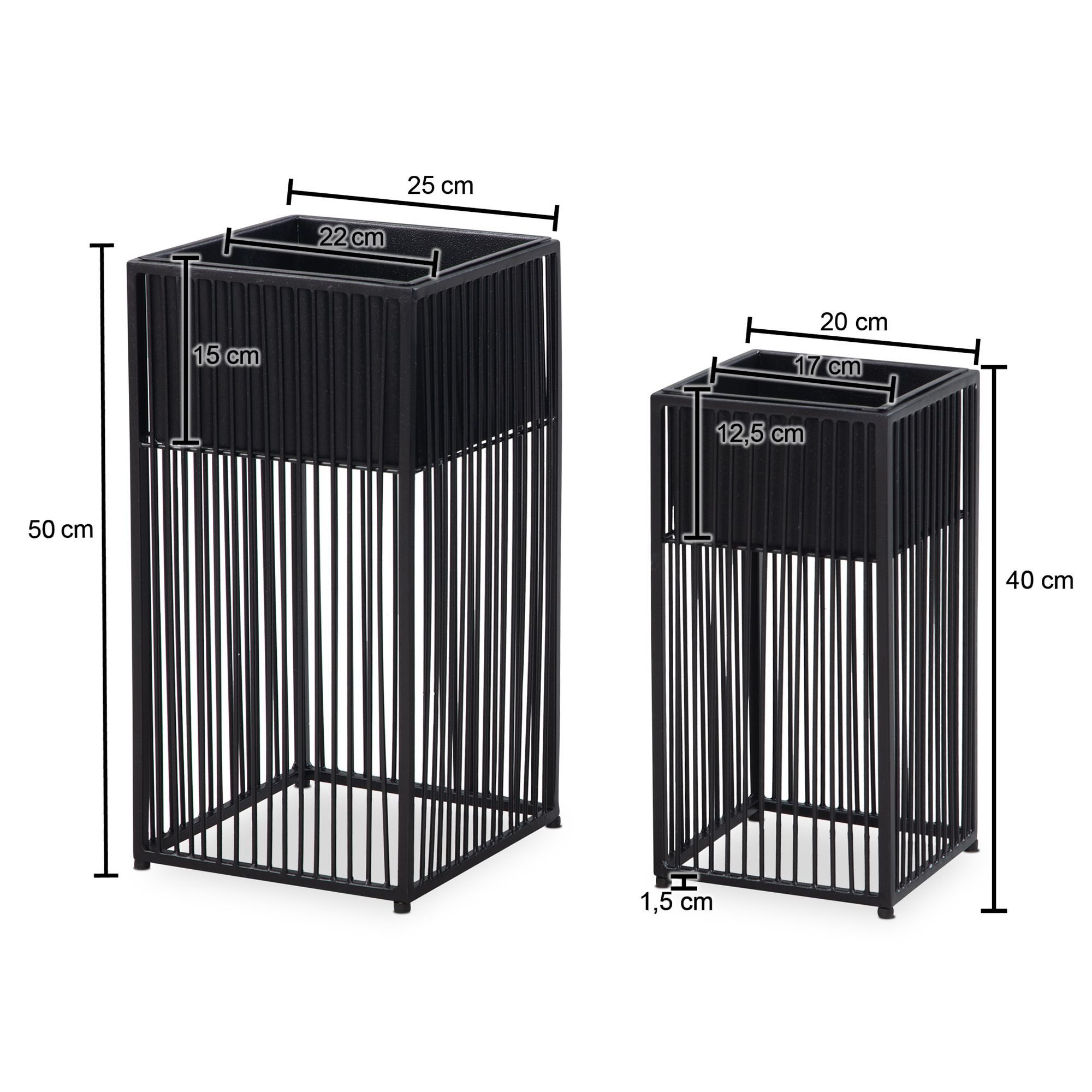 FINEBUY Pflanzkübel FB92215 Blumentopf Pflanzenkübel 2er Set Metall Schwarz Quadratisch (Blumentopf 2er Set Metall Schwarz Quadratisch), Pflanzenkübel 2-teilig, Blumenkübel Pflanzgefäß. € 119,95