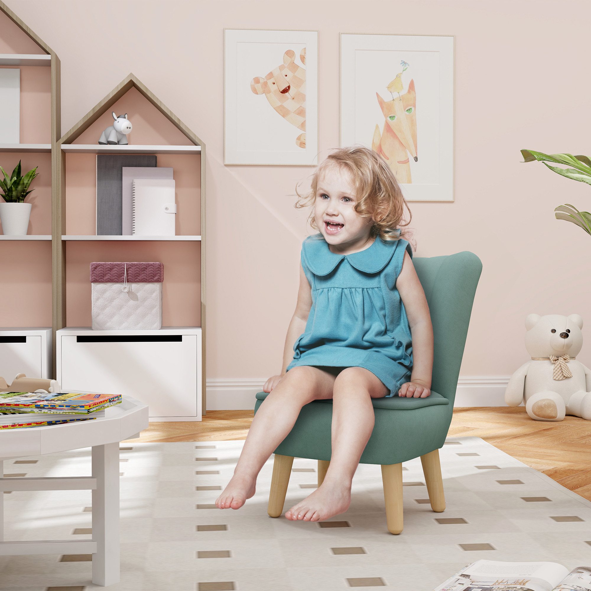 AIYAPLAY Kindersessel mit holländischer Samt-Oberfläche, Holzkonstruktion günstig online kaufen