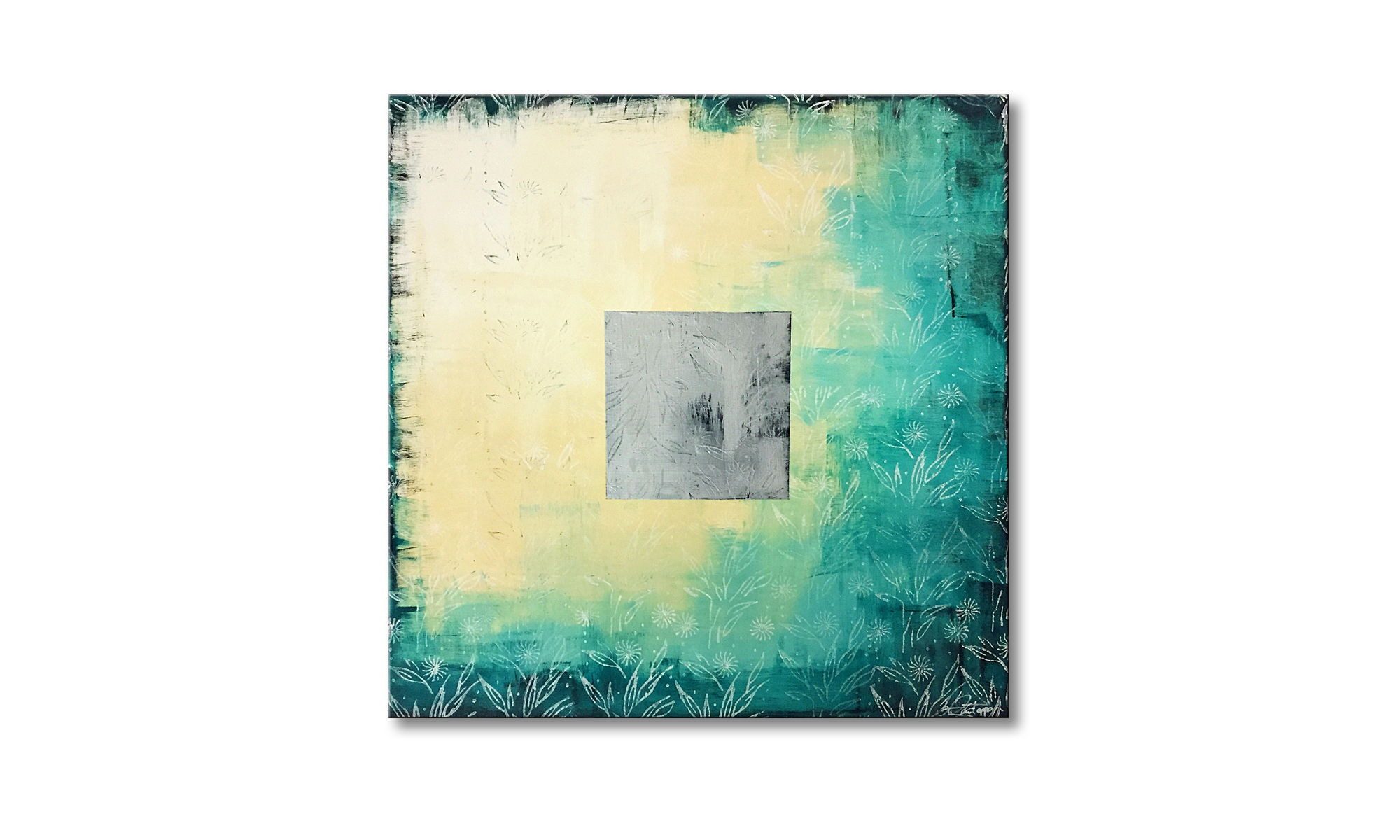 WandbilderXXL Gemälde First Light 80 x 80 cm, Abstraktes Gemälde, handgemaltes Unikat