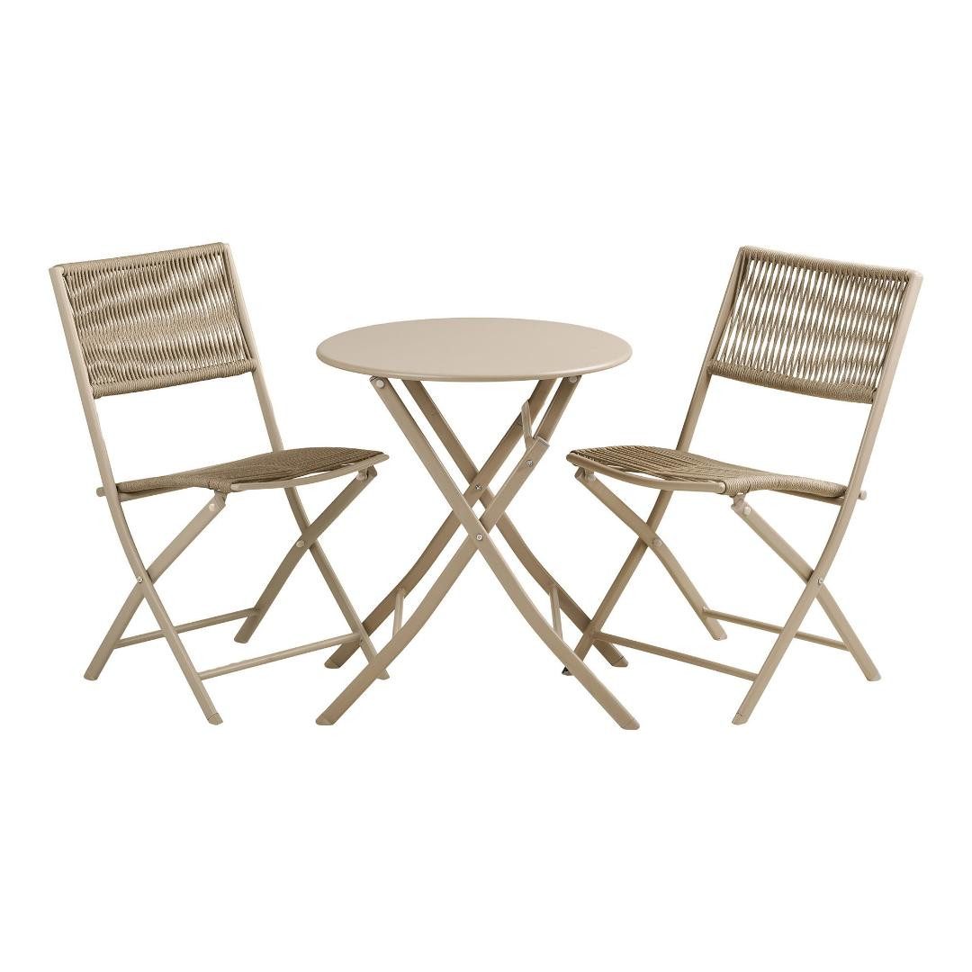 House Nordic Bistrotisch Arja Cafeset 1 Tisch 2 Stühle taupe. (3-St)