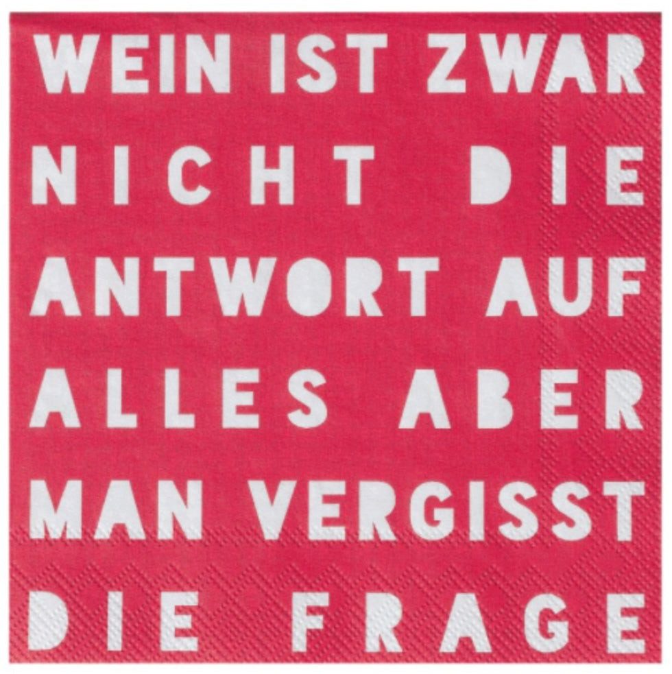 Räder Design Papierserviette Cocktailservietten 25x25 cm "Wein ist zwar nicht die Antwort aber…" vo