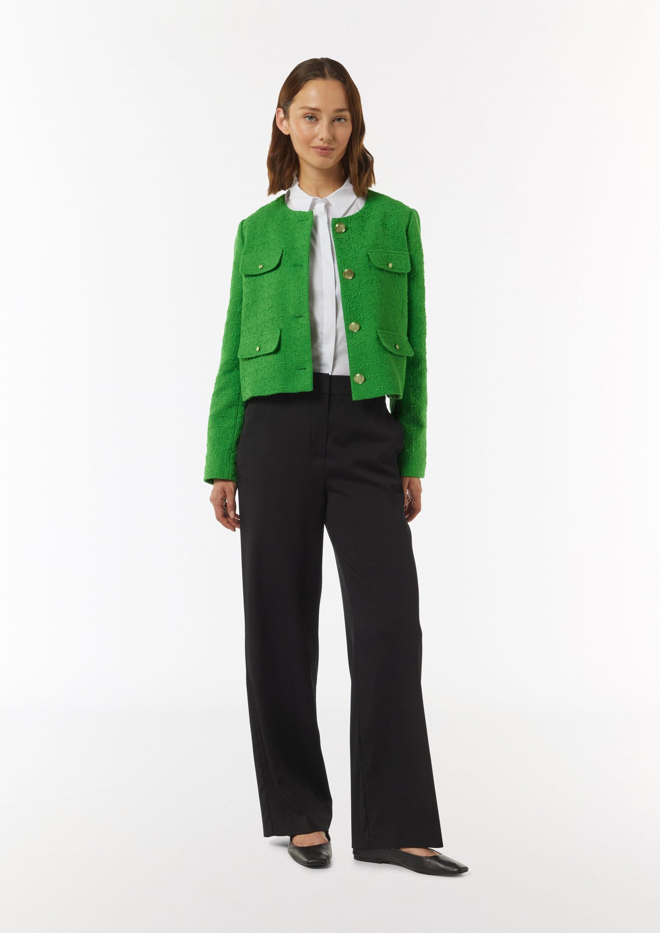 comma Funktionsjacke Indoor-Jacke Kurze Bouclé-Jacke aus Baumwolle