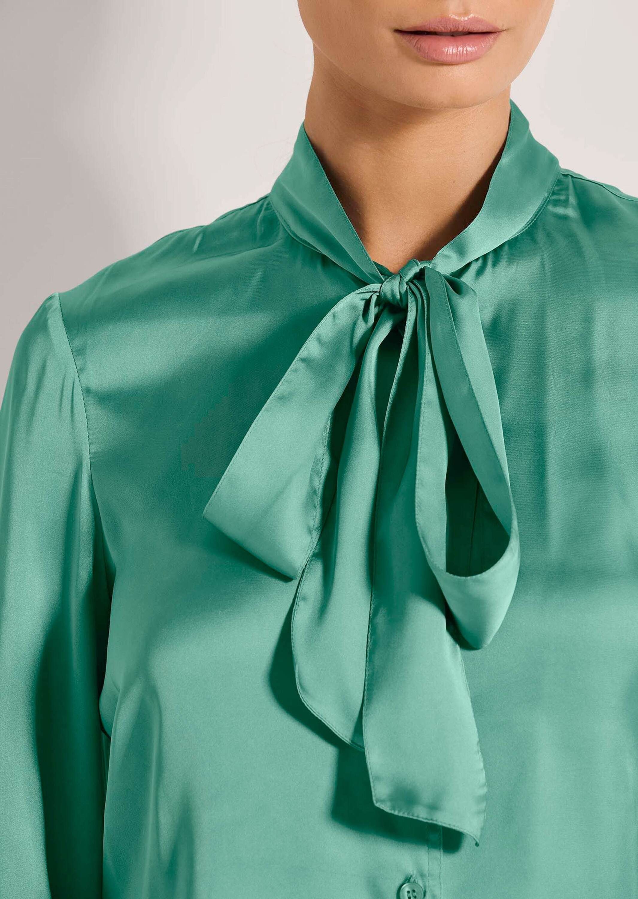 MADELEINE Langarmbluse Satinbluse mit Schluppe