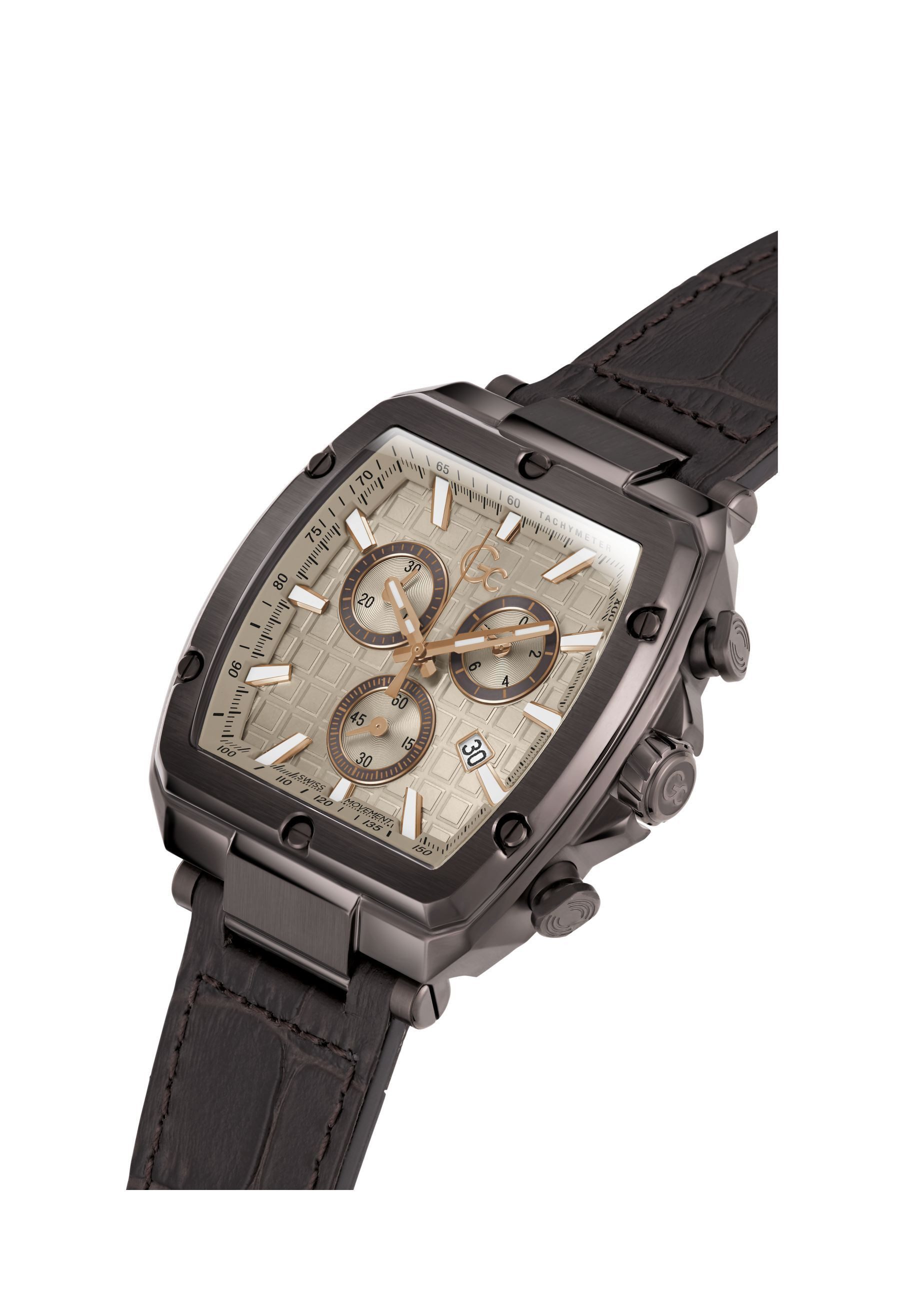 Guess Collection Quarzuhr Gc Spirit Tonneau, (1-tlg., Not a set – not applicable to this product), Quarz-Chronographenuhr