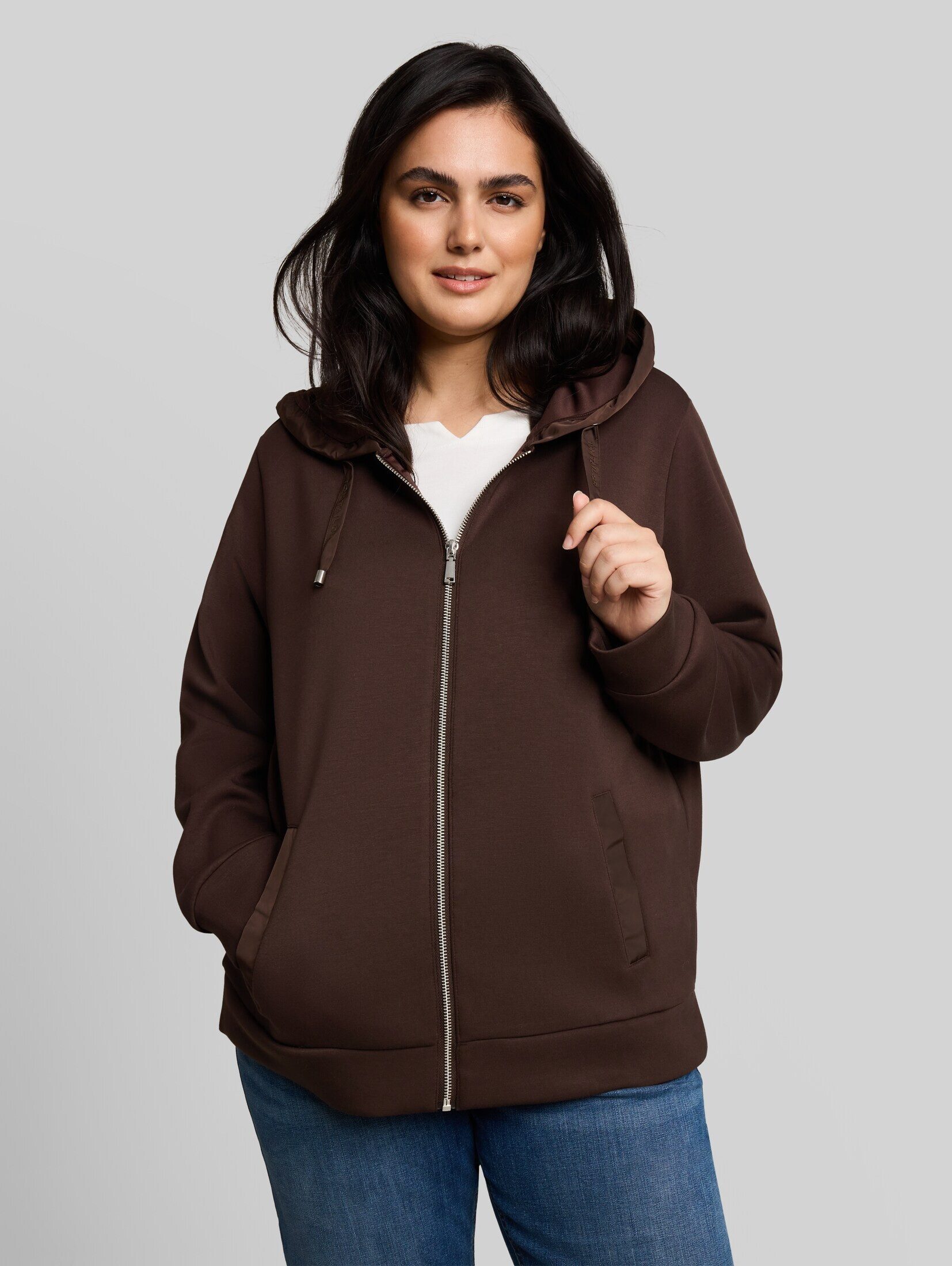 TOM TAILOR PLUS Sweatjacke Strick & Sweatshirts Plus Size - Hoodie Sweatjacke aus Scuba