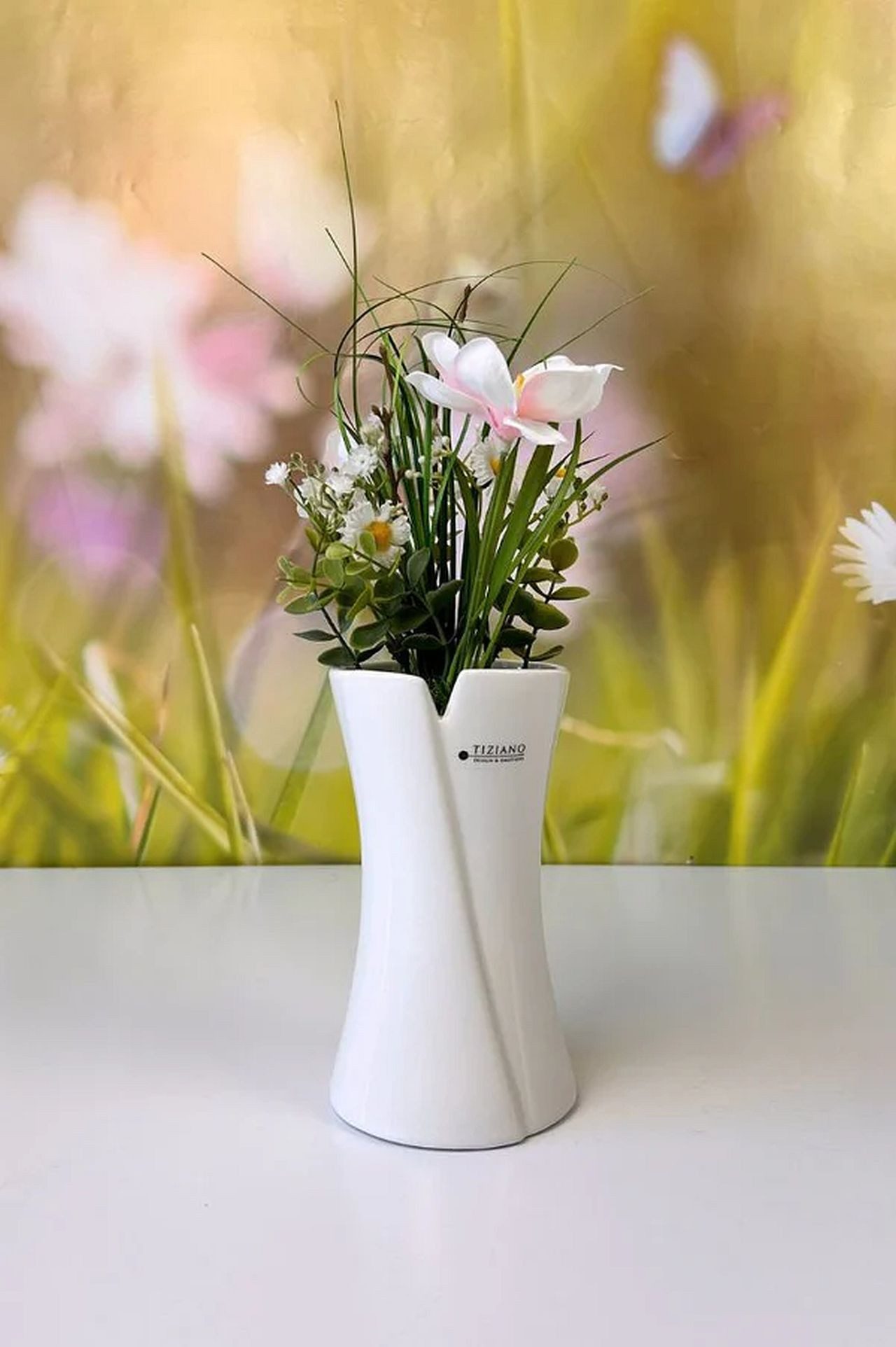 TIZIANO - DESIGN & EMOTIONS Tischvase Vase Mondavio cremeweiß – Keramik Soliflore 18/24 cm