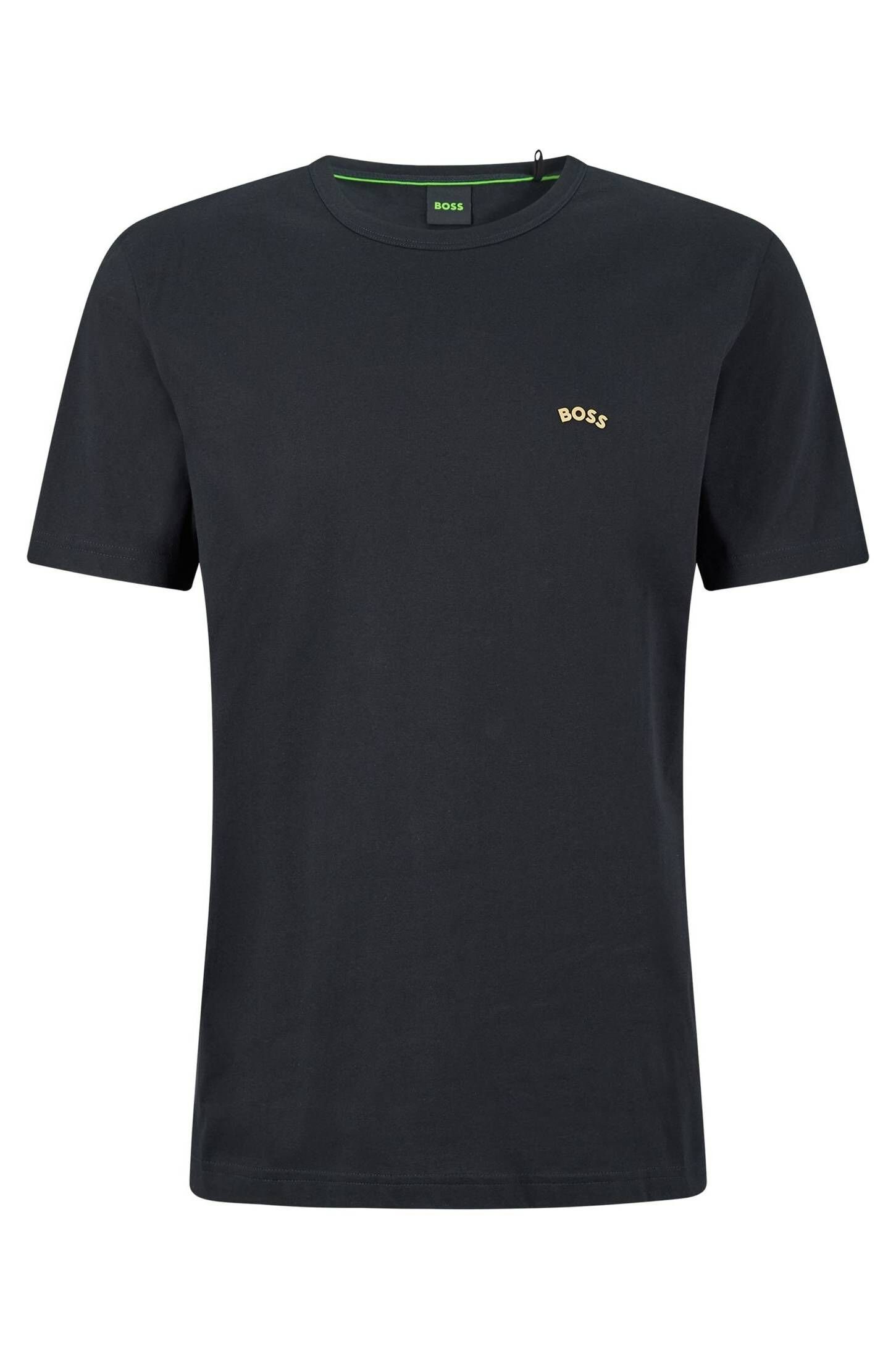 Bio-Baumwolle Herren T-Shirt mit BOSS CURVED T-Shirt TEE schwarz (200) (1-tlg)