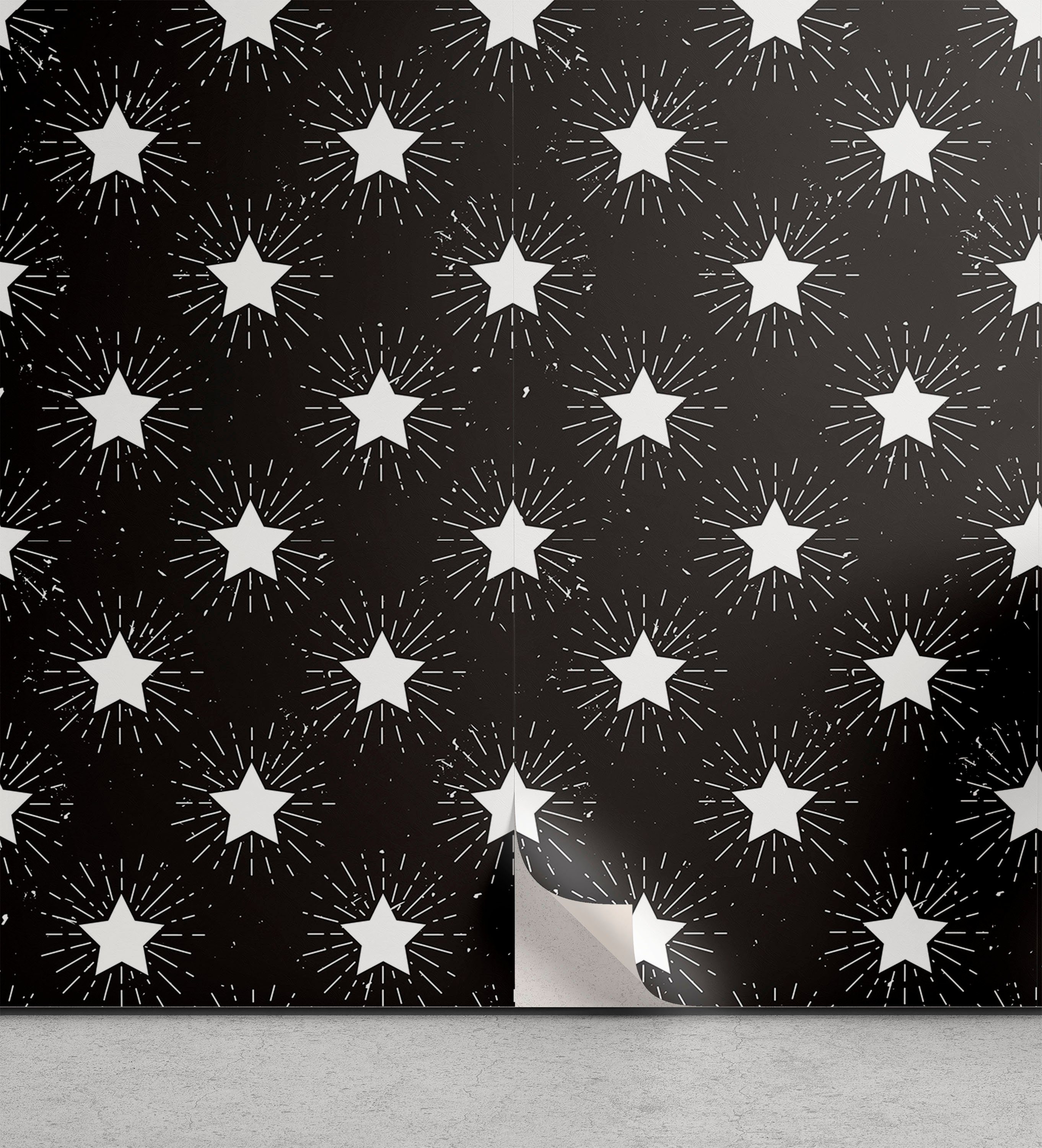 Abakuhaus Vinyltapete selbstklebendes Wohnzimmer Küchenakzent, Theme Sterne Sterne Rays Grungy
