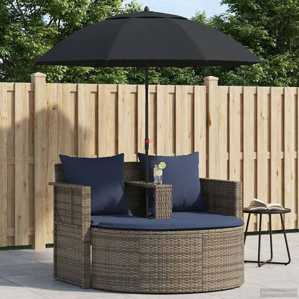 vidaXL Gartenliege Garten-Sofa 8 Stk. Poly-Rattan Grau und Marineblau, 8 St.