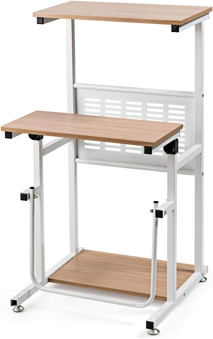KOMFOTTEU Computertisch mit Fußstütze, platzsparender Schreibtisch, höhenverstellbar
