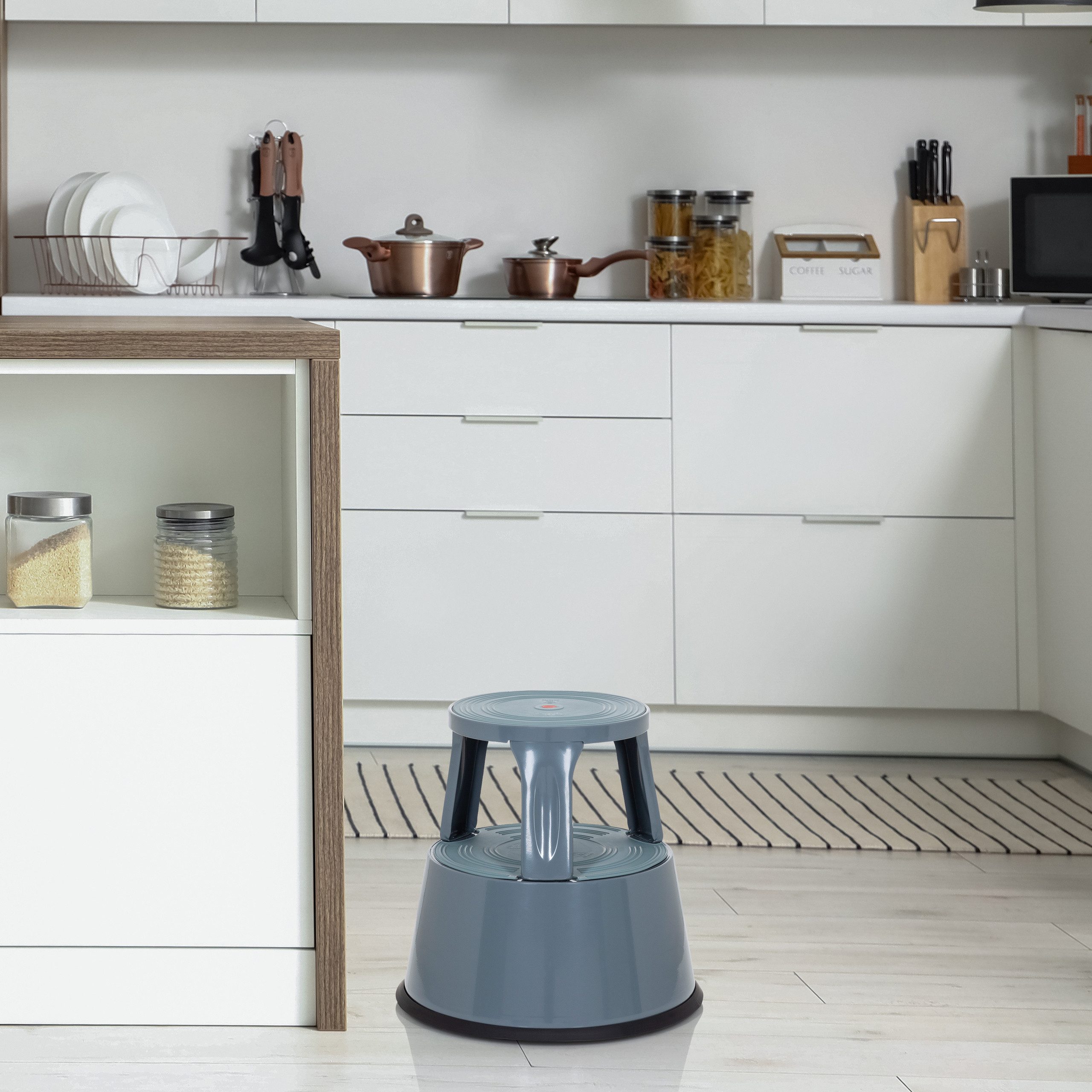 hjh OFFICE Tritthocker Tritthocker TIO-M II Metall, Kunststoff, Rollhocker